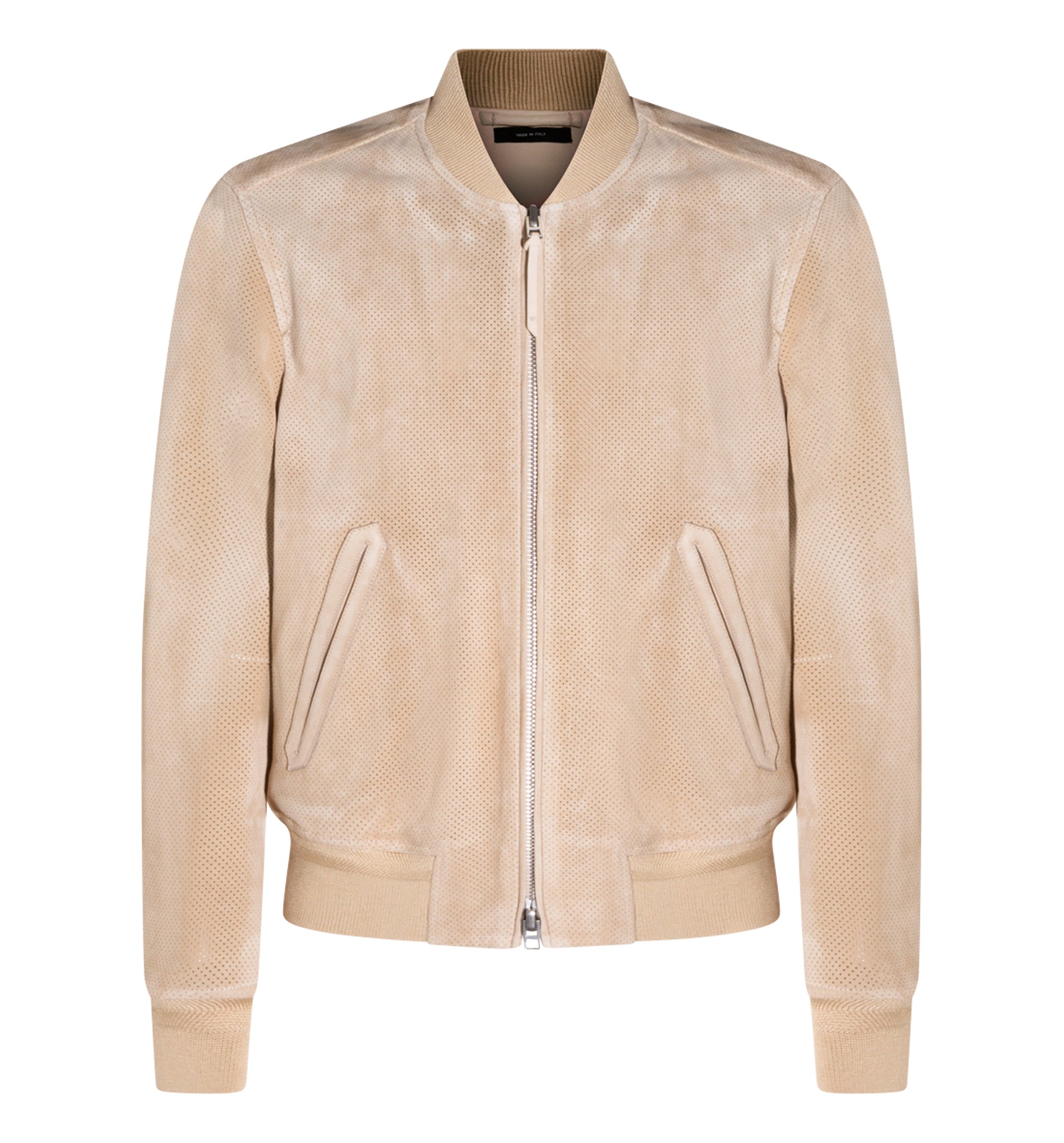 Perforated Cashmere Suede Bomber