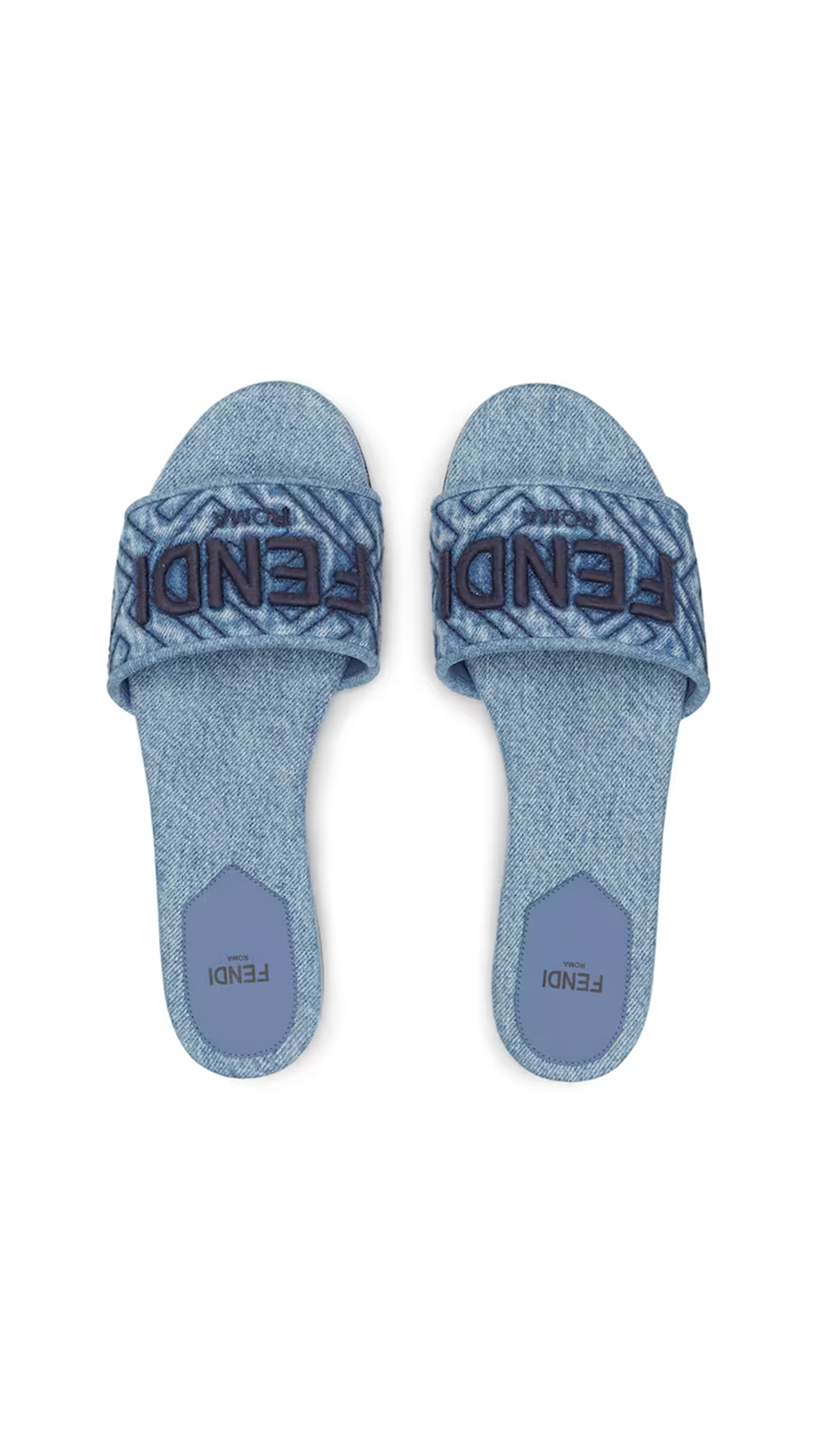 Signature Denim Slides - Blue