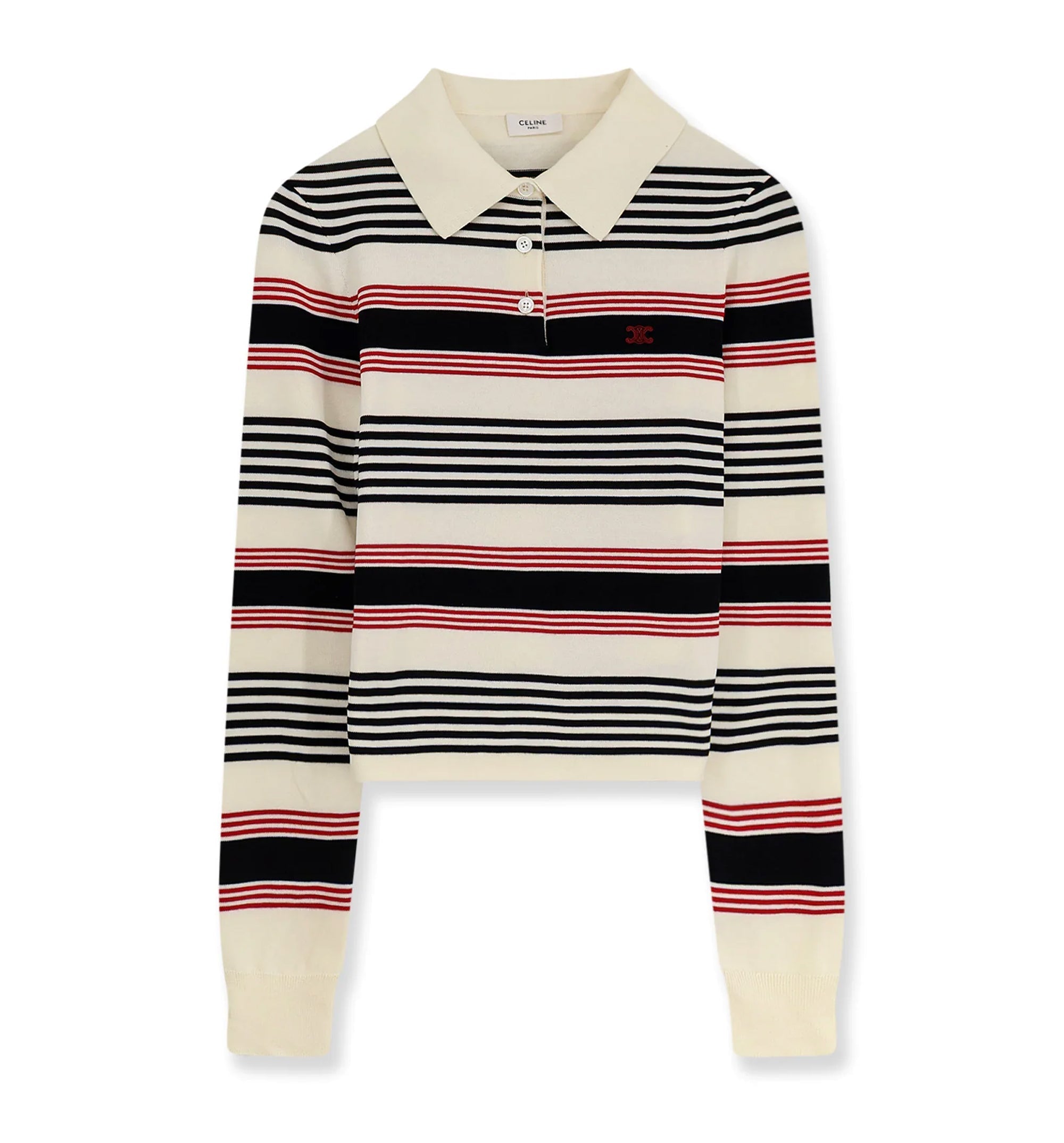 Polo Sweater in Striped Cotton