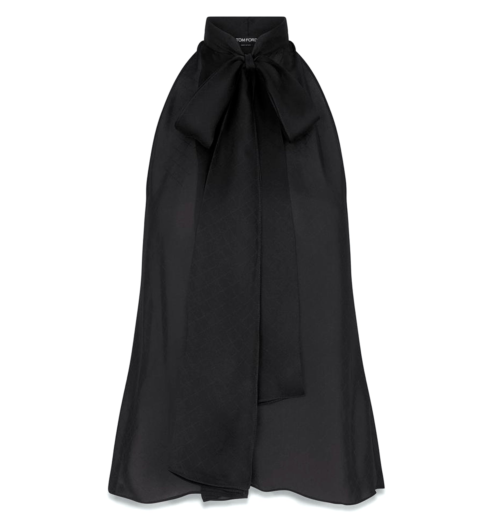 Tf Monogram Silk Chiffon Halterneck Lavalliere Top With Open Back