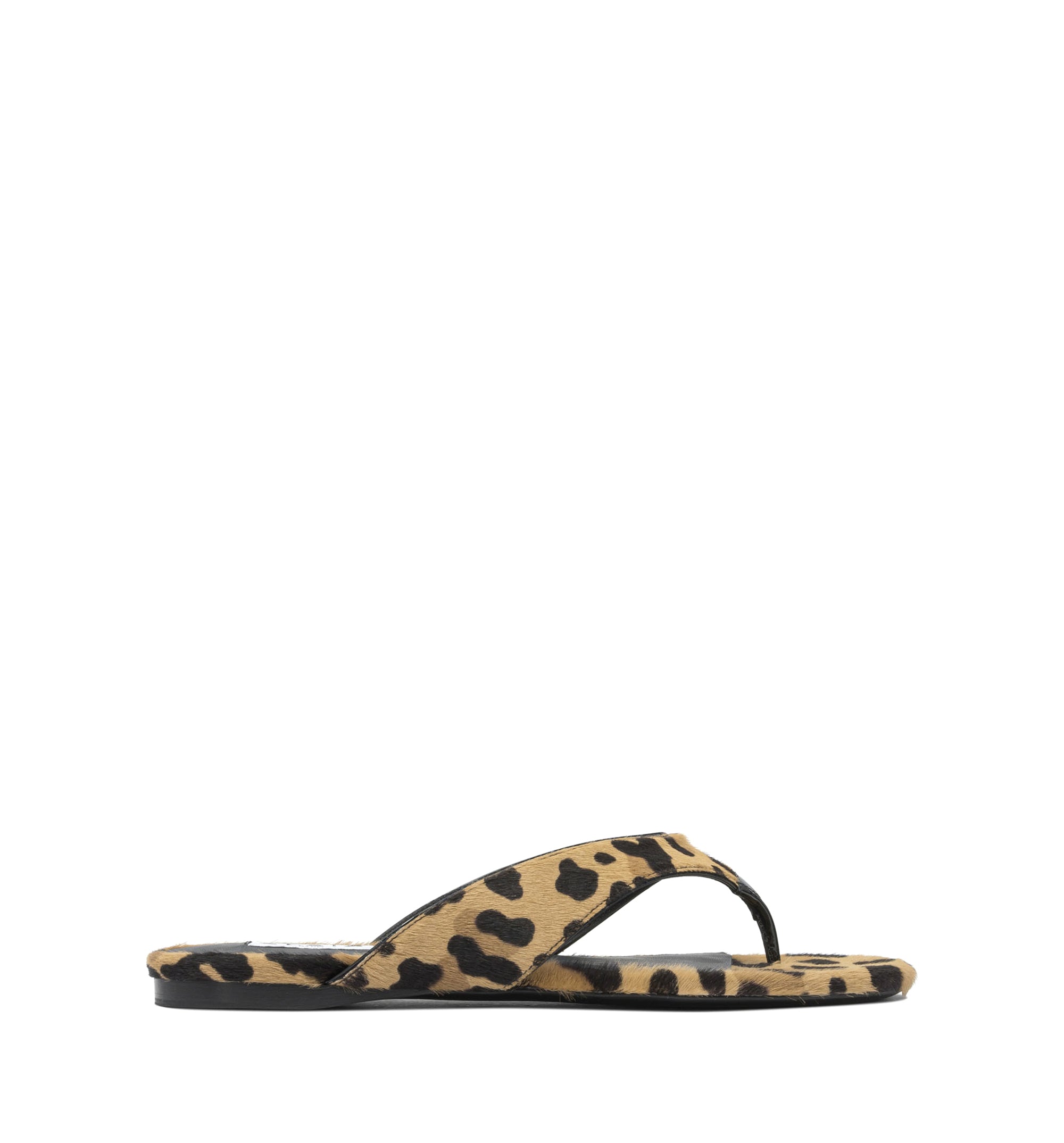 Infradito Flat Mules in Leopard Haircalf