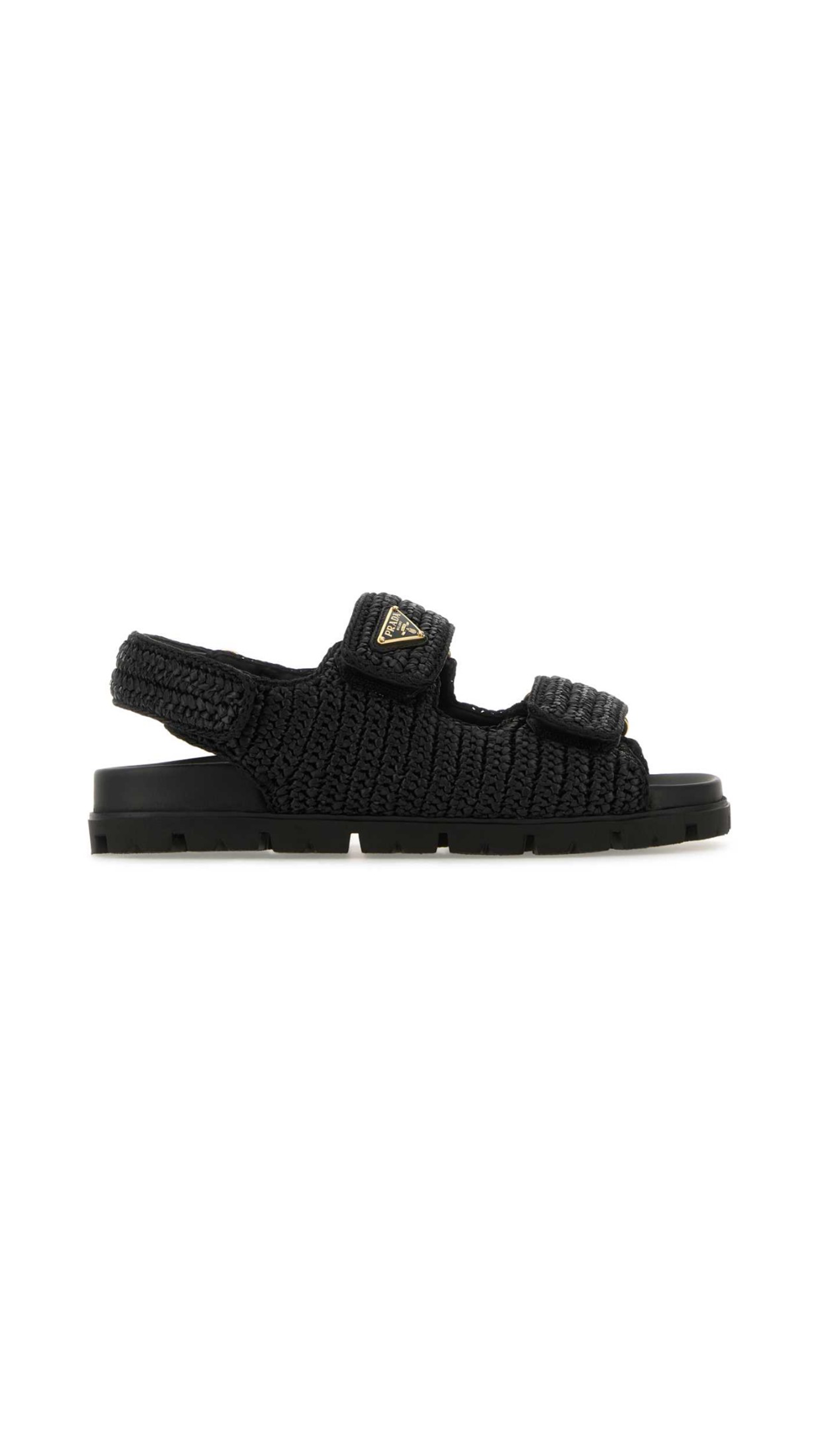 Crochet Raffia Sandal - Black