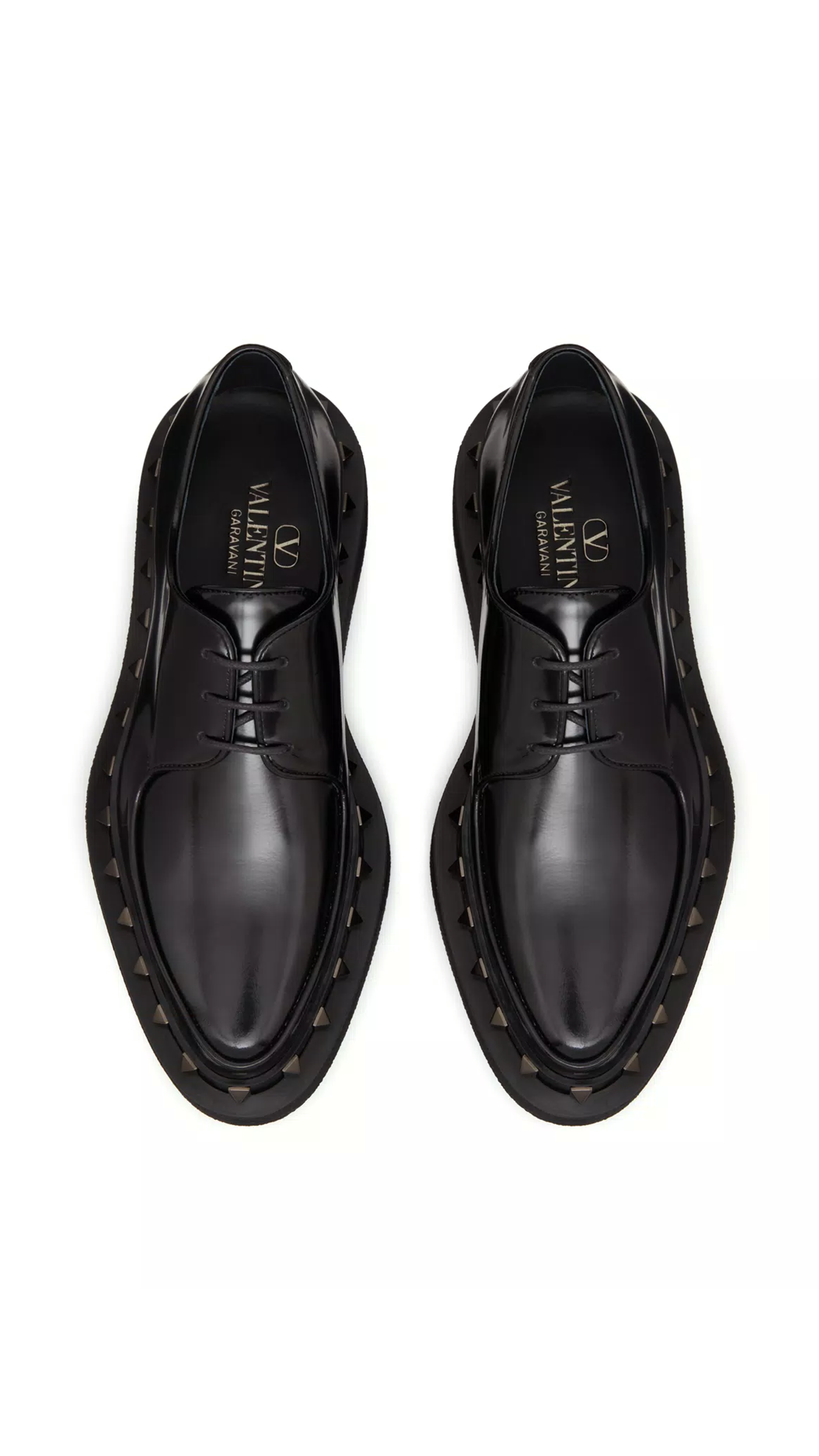 Rockstud M-Way Calfskin Derby with Matching Studs - Black