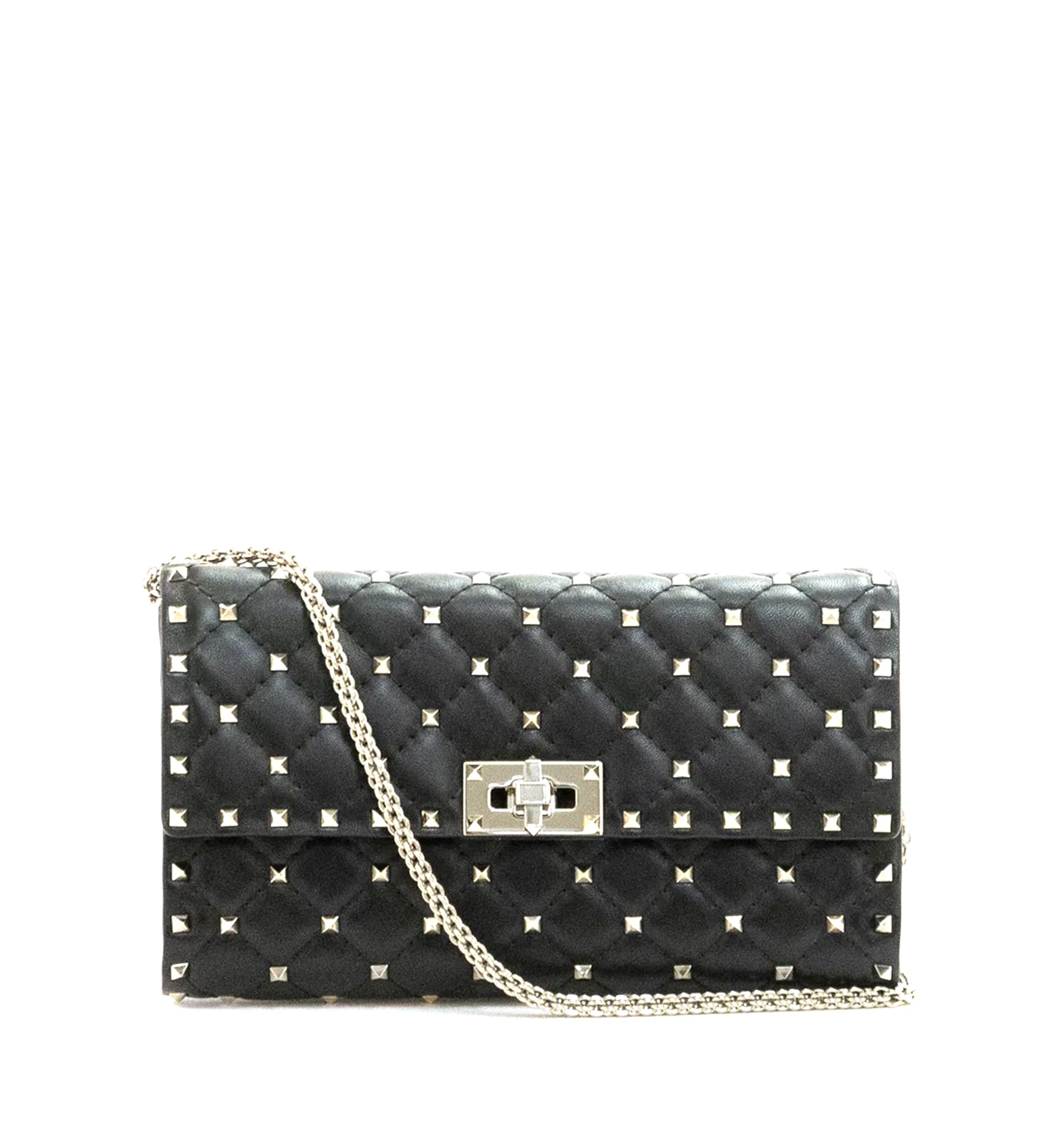 Rockstud Spike Nappa Leather Crossbody Clutch Bag