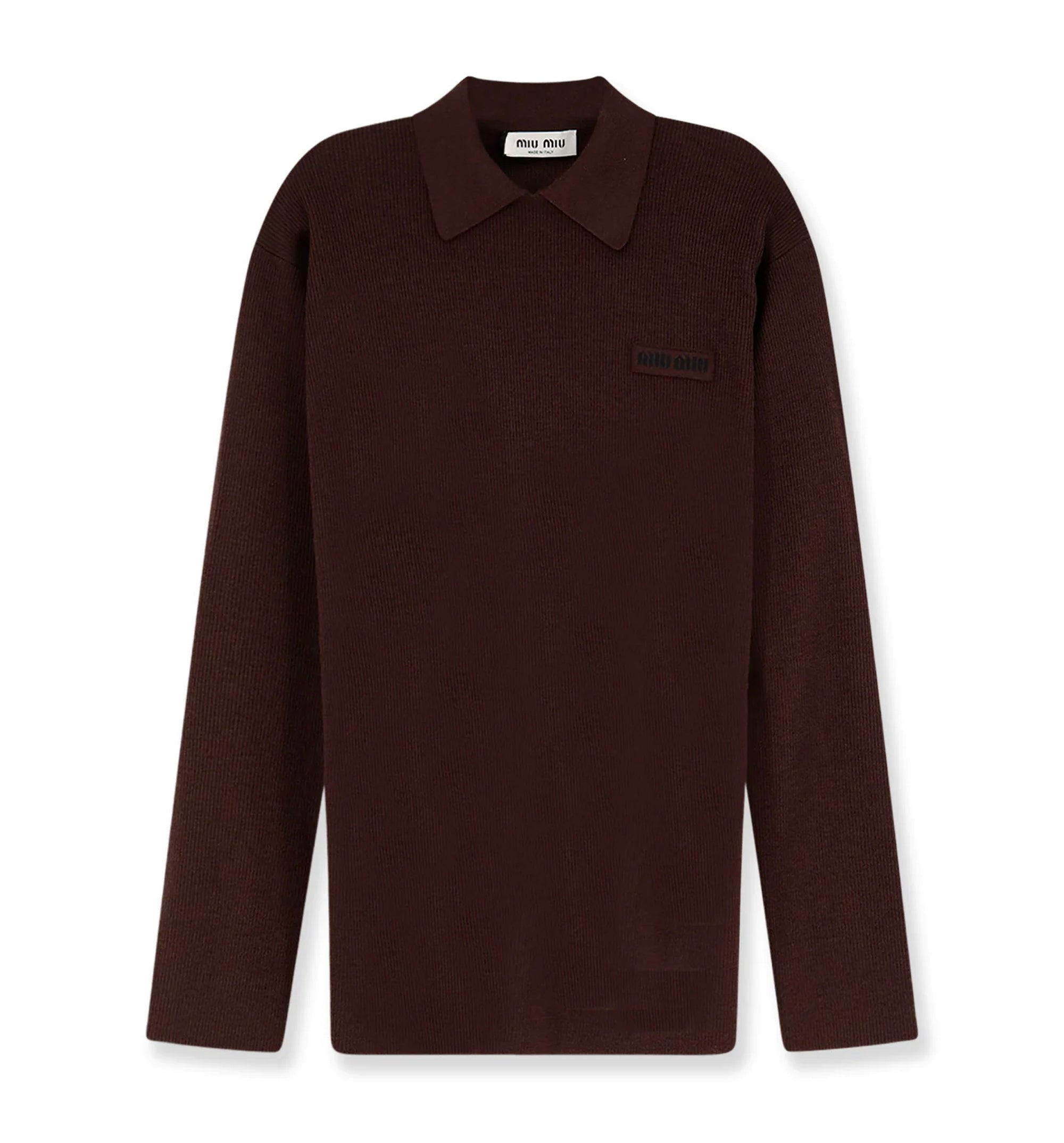 Wool polo shirt with embroidered logo on the front