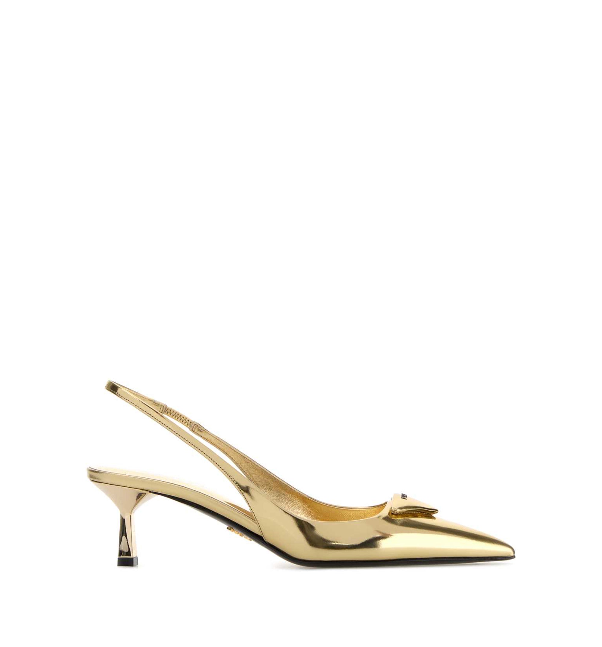 Laminated Leather Slingback Pumps