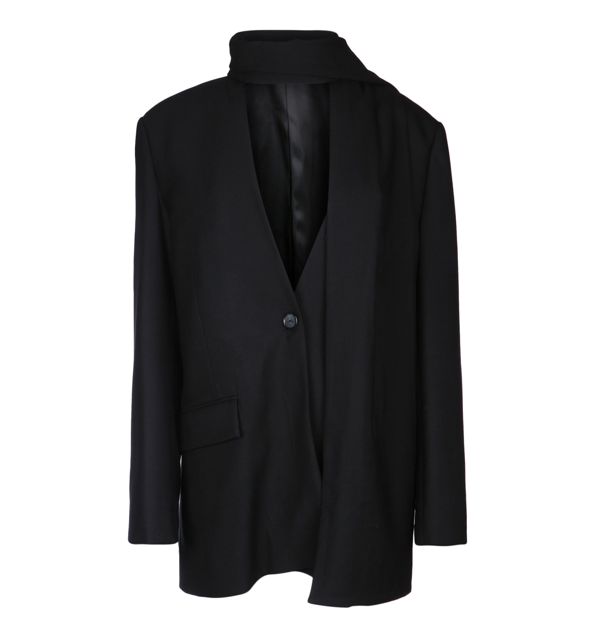 Scarf Single-Breasted Jacket