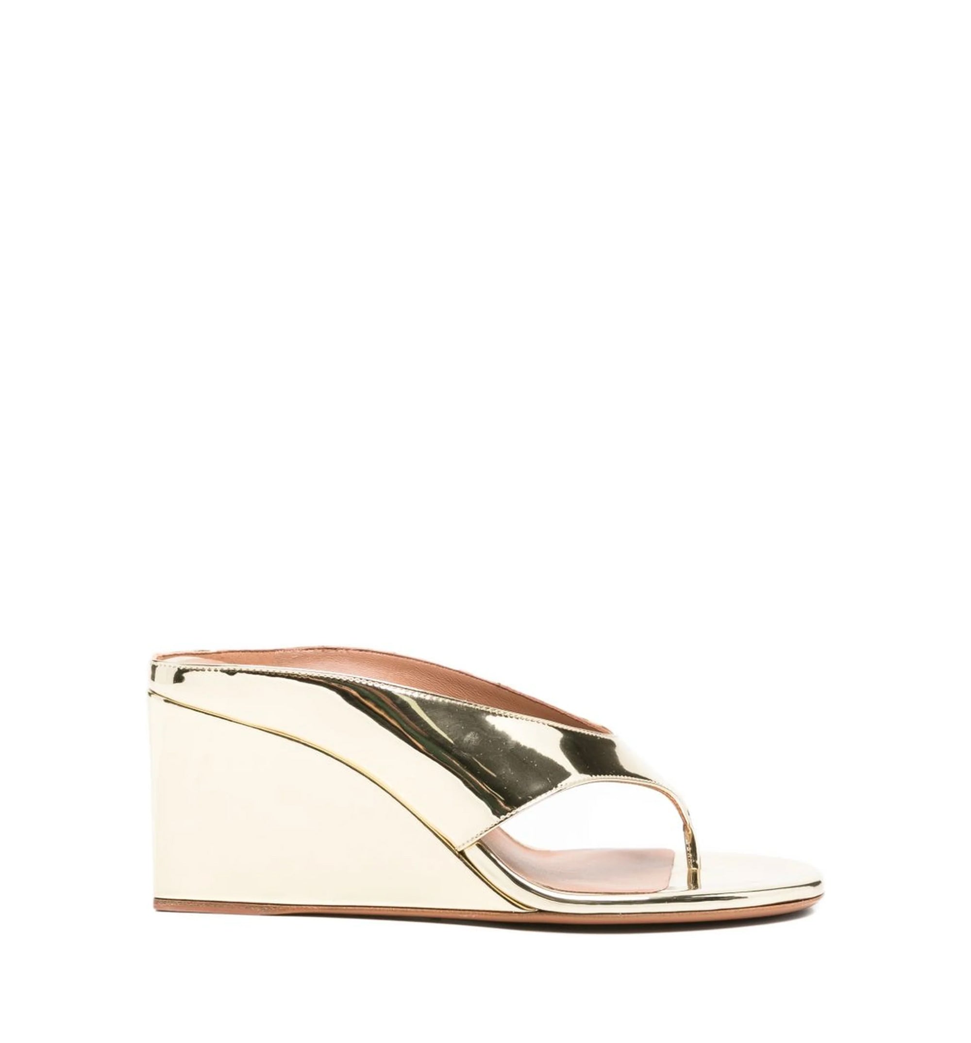 Cube Thong Mules In Mirror Fabric