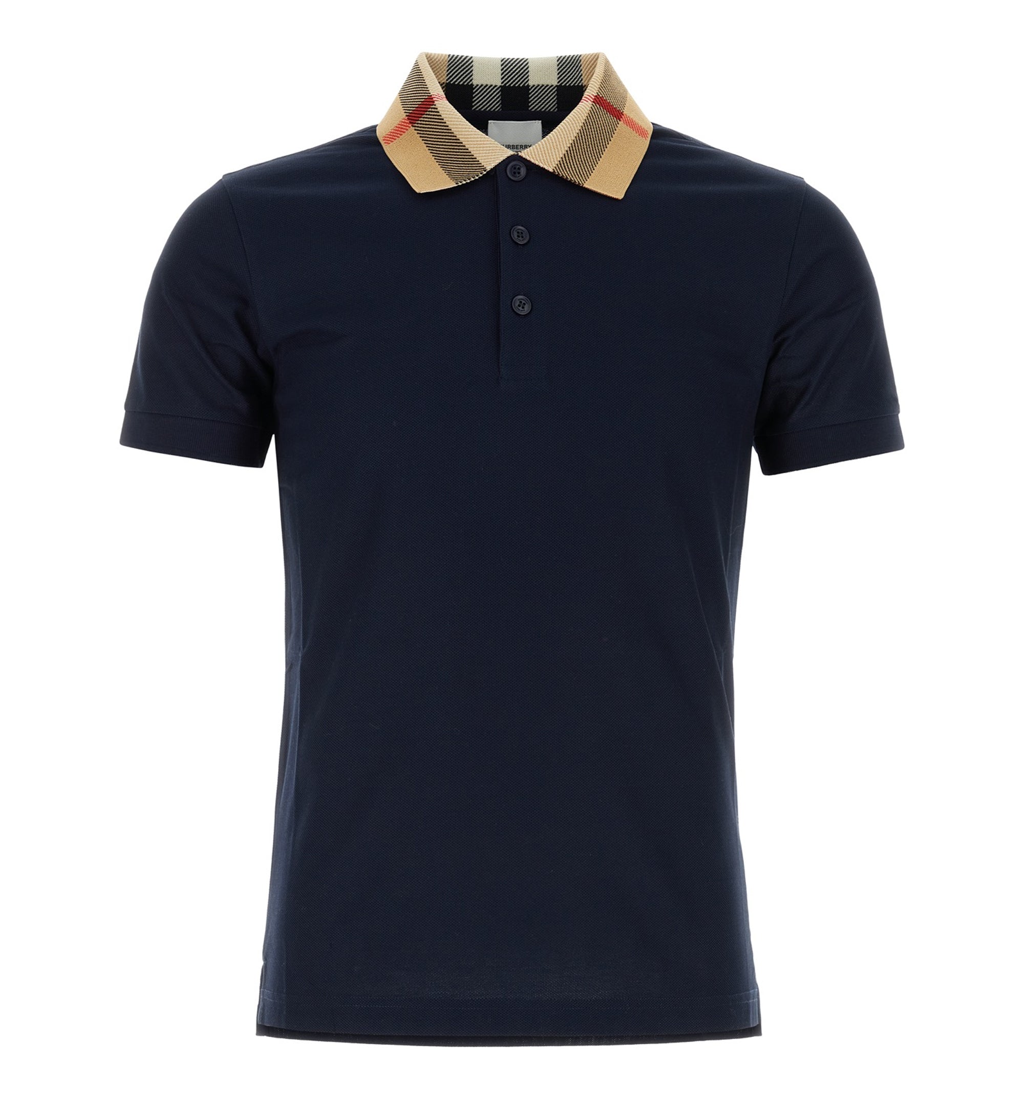 Check Collar Cotton Polo Shirt