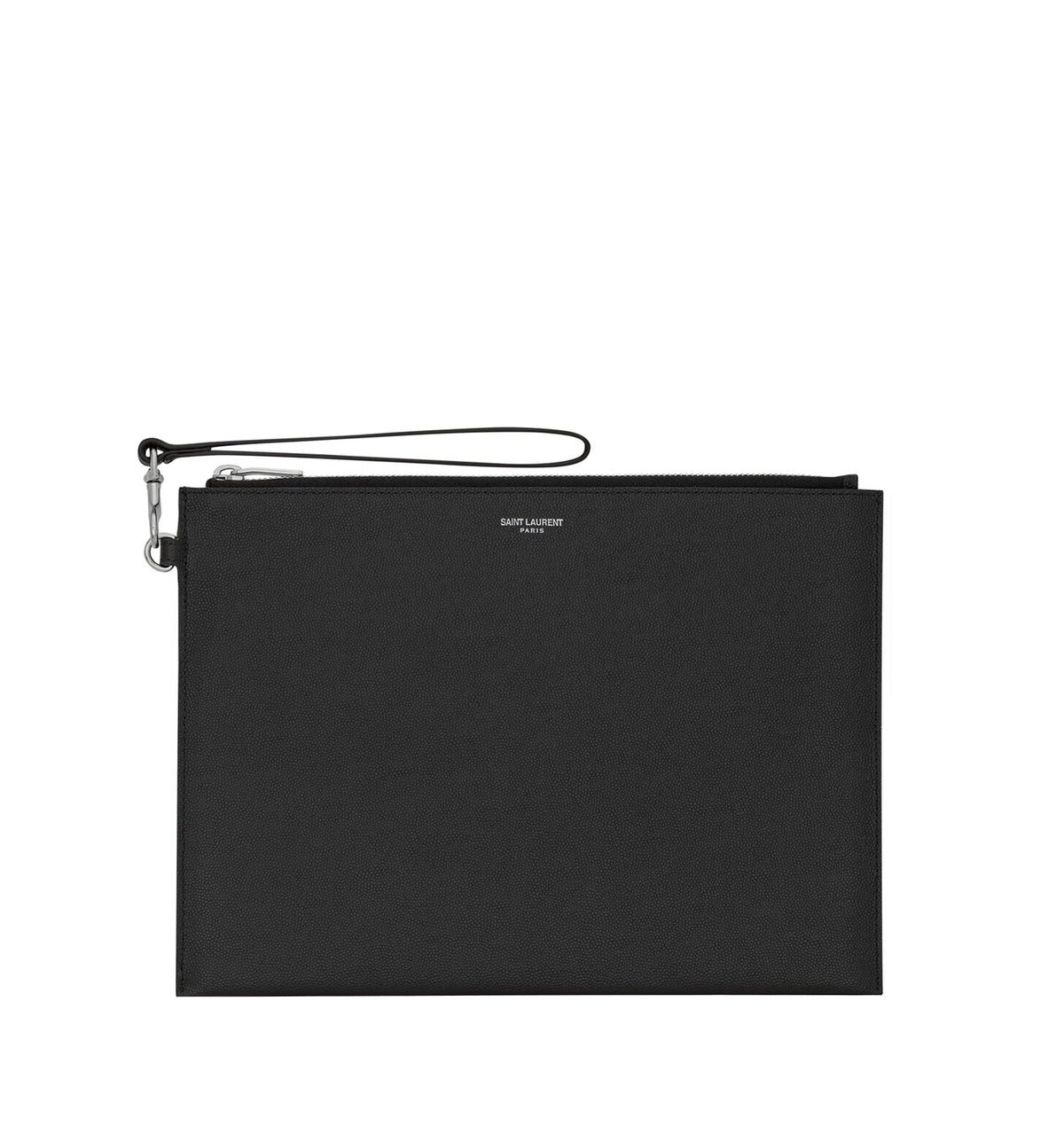 Saint Laurent Paris zipped tablet holder in grain de poudre-leather