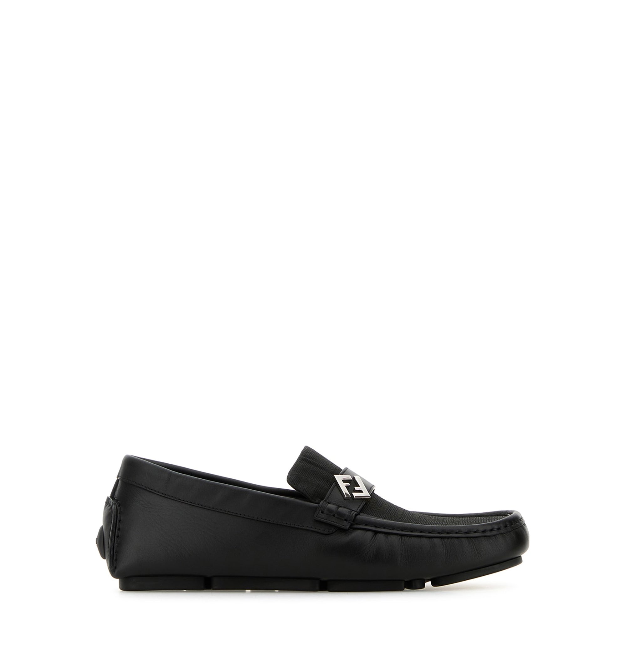 Leather And Fabric Driver Loafers