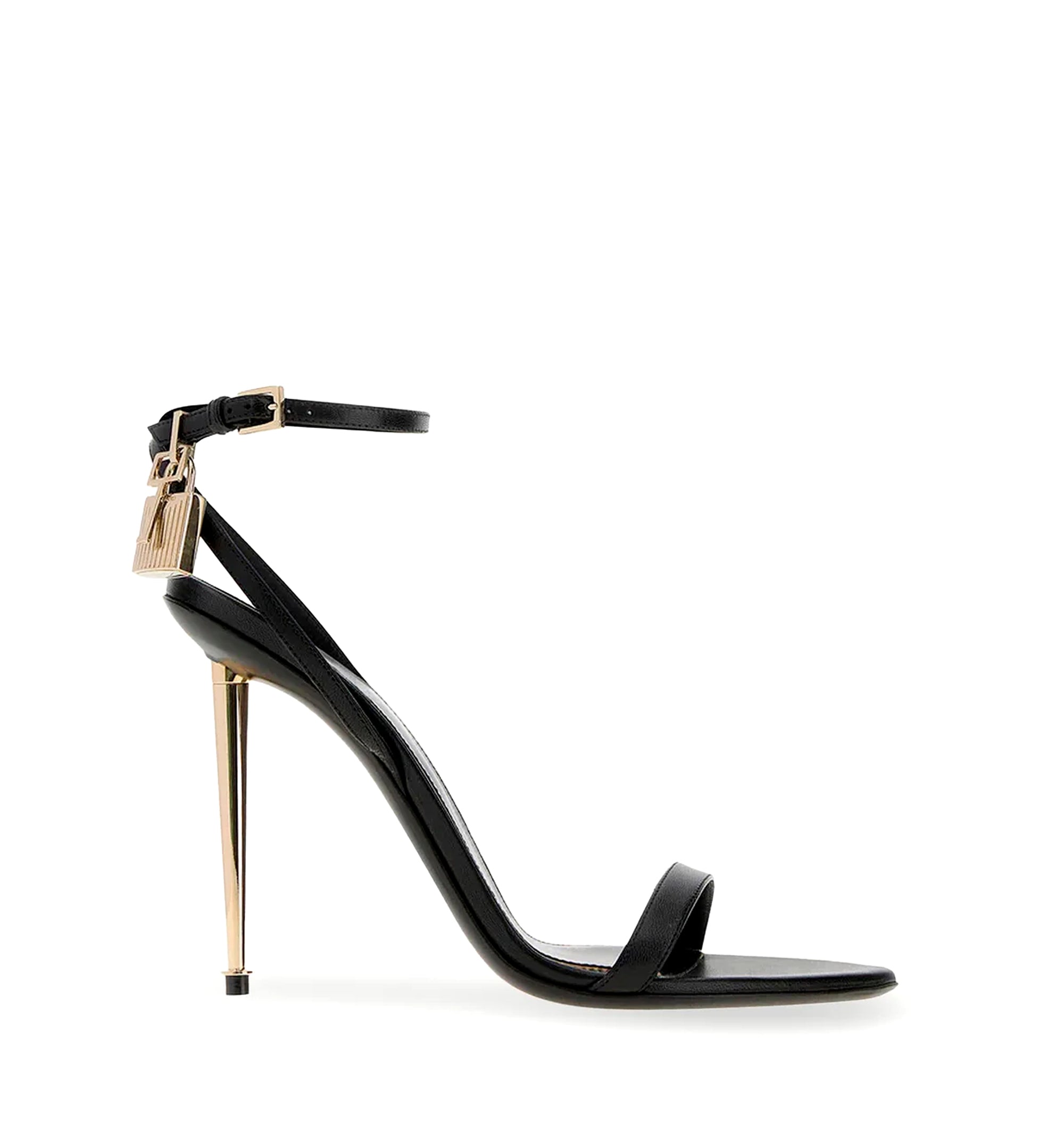 Shiny Leather Padlock Pointy Naked Sandal
