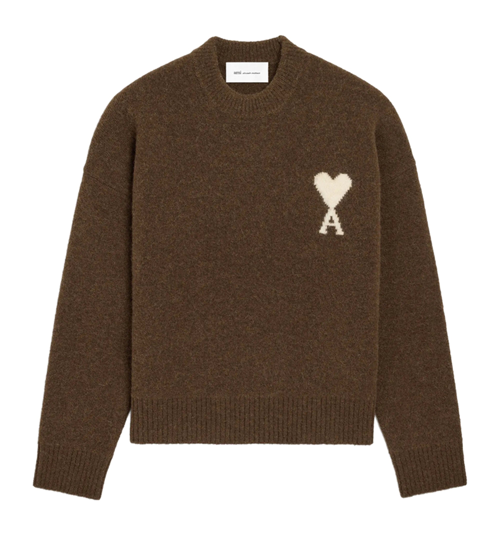 Crewneck alpaca sweater with Ami de Coeur