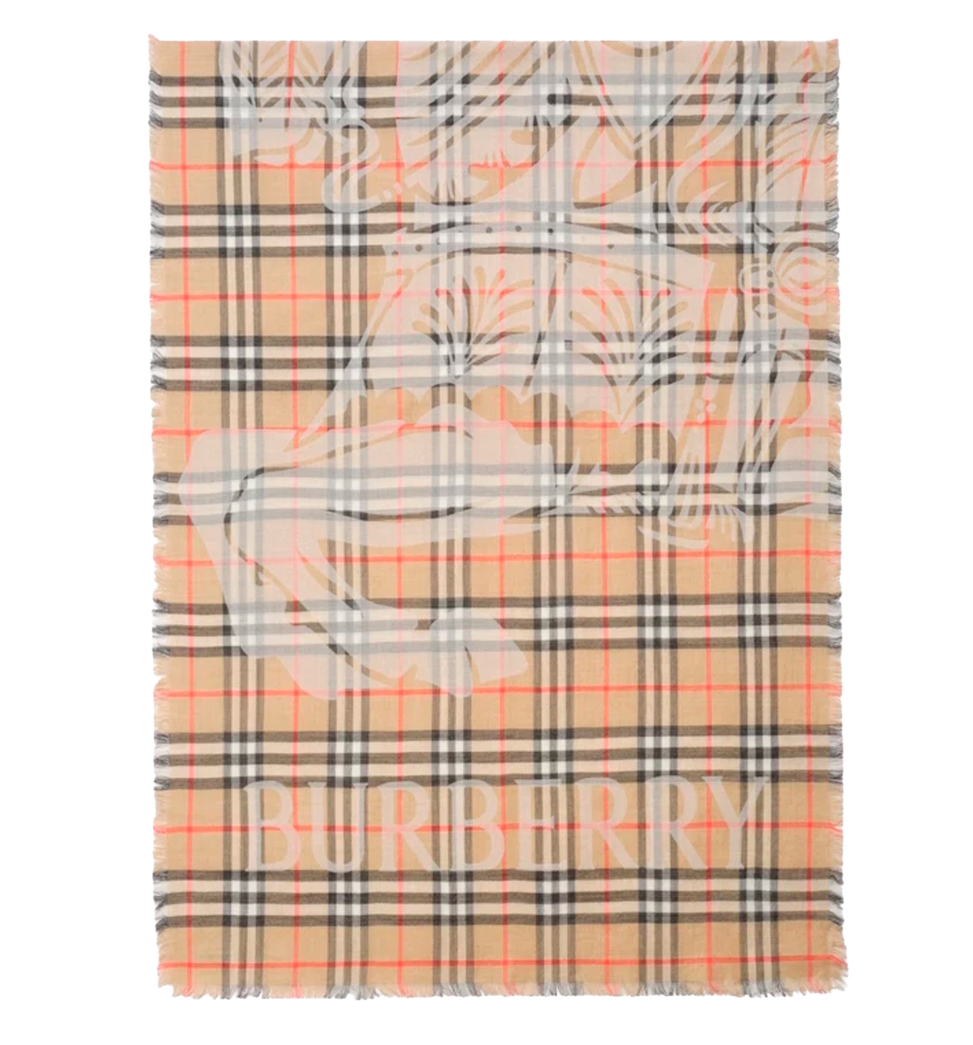 Wide EKD Check Wool Silk Scarf