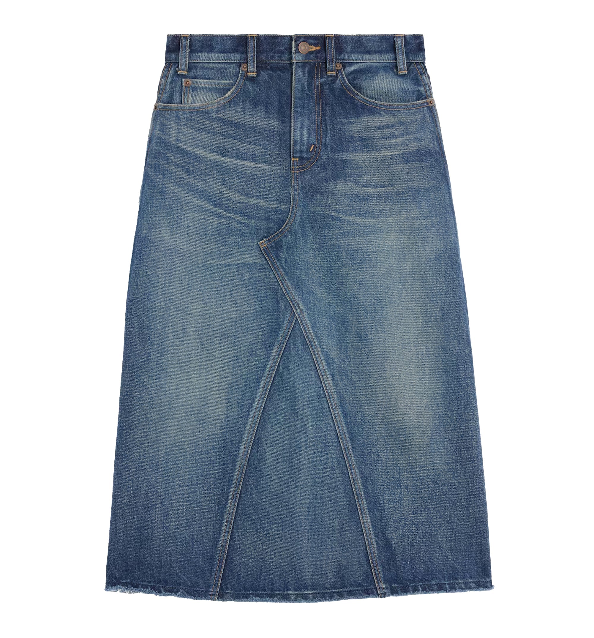 Midi Skirt In Dark Union Wash Denim