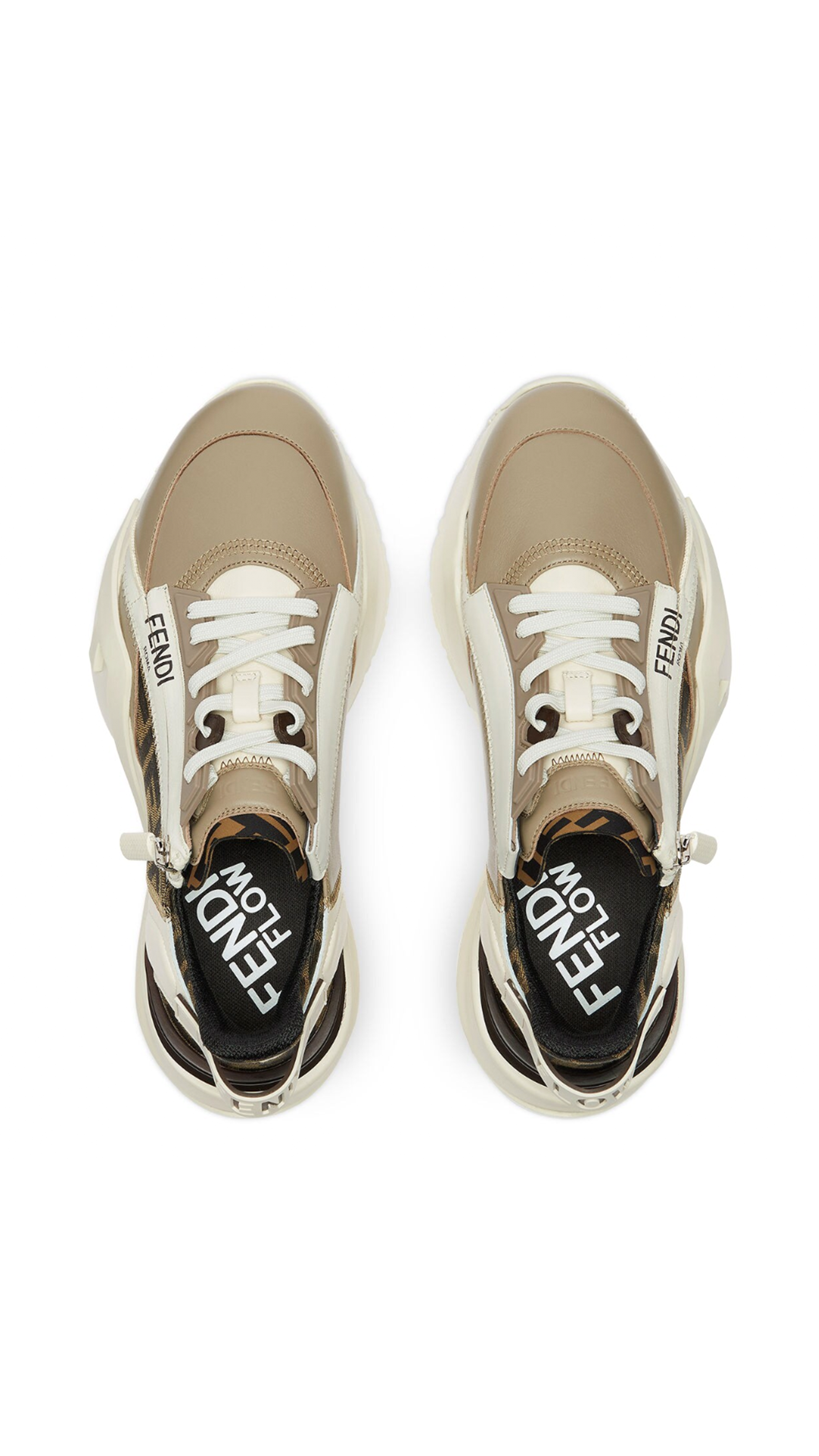 FF Fendi Flow Sneakers - Beige/Brown