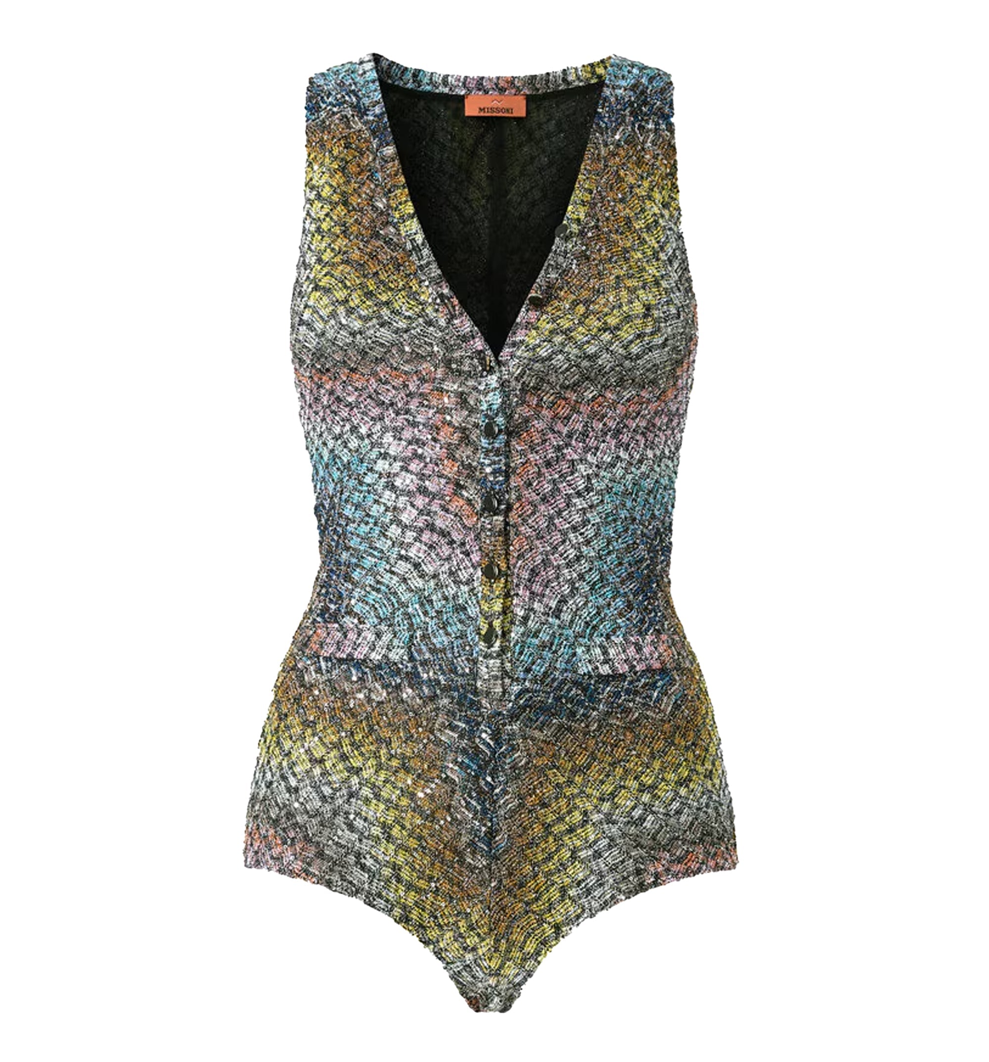 Zig Zag One-Piece Swimsuit With Sequin Application