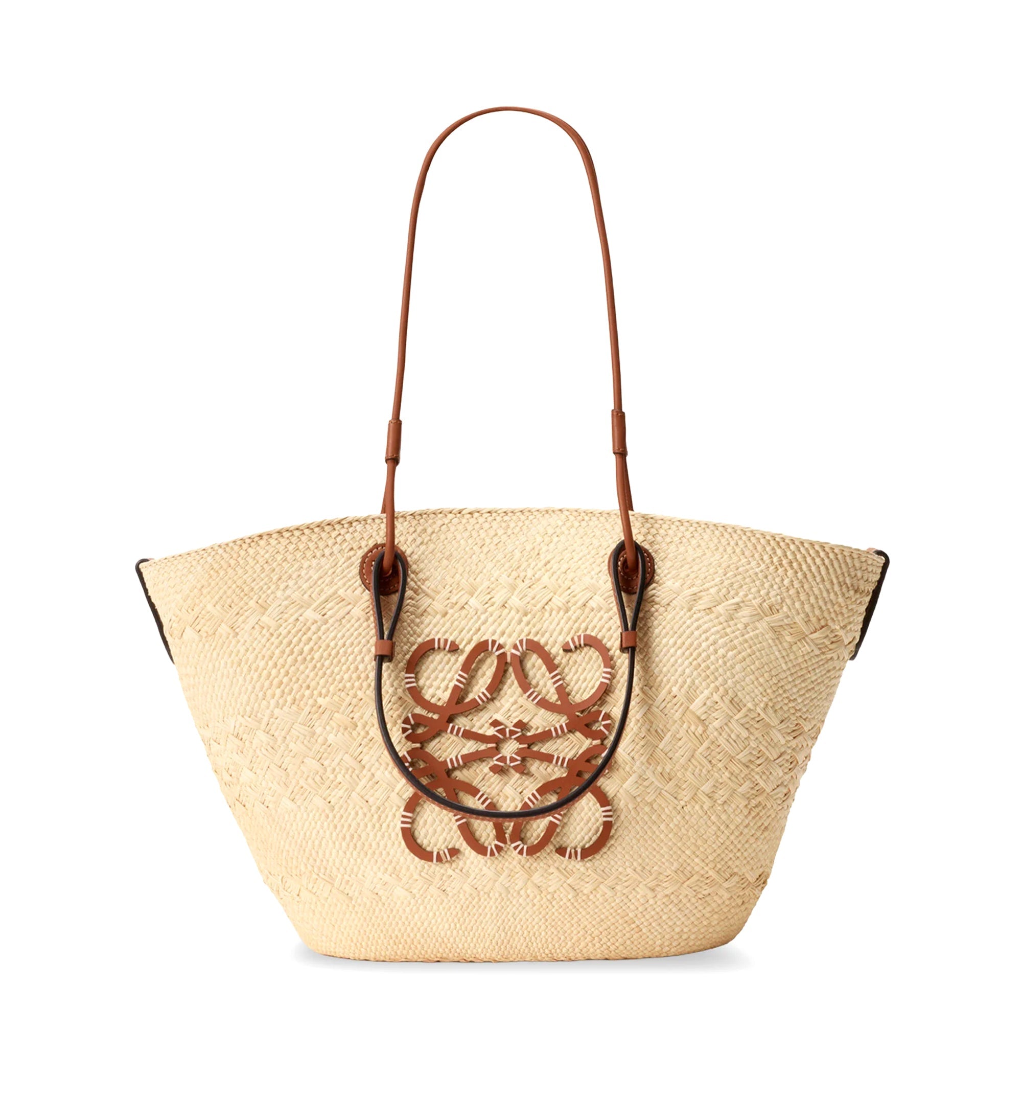 Anagram Basket Medium Bag In Iraca Palm And Calfskin