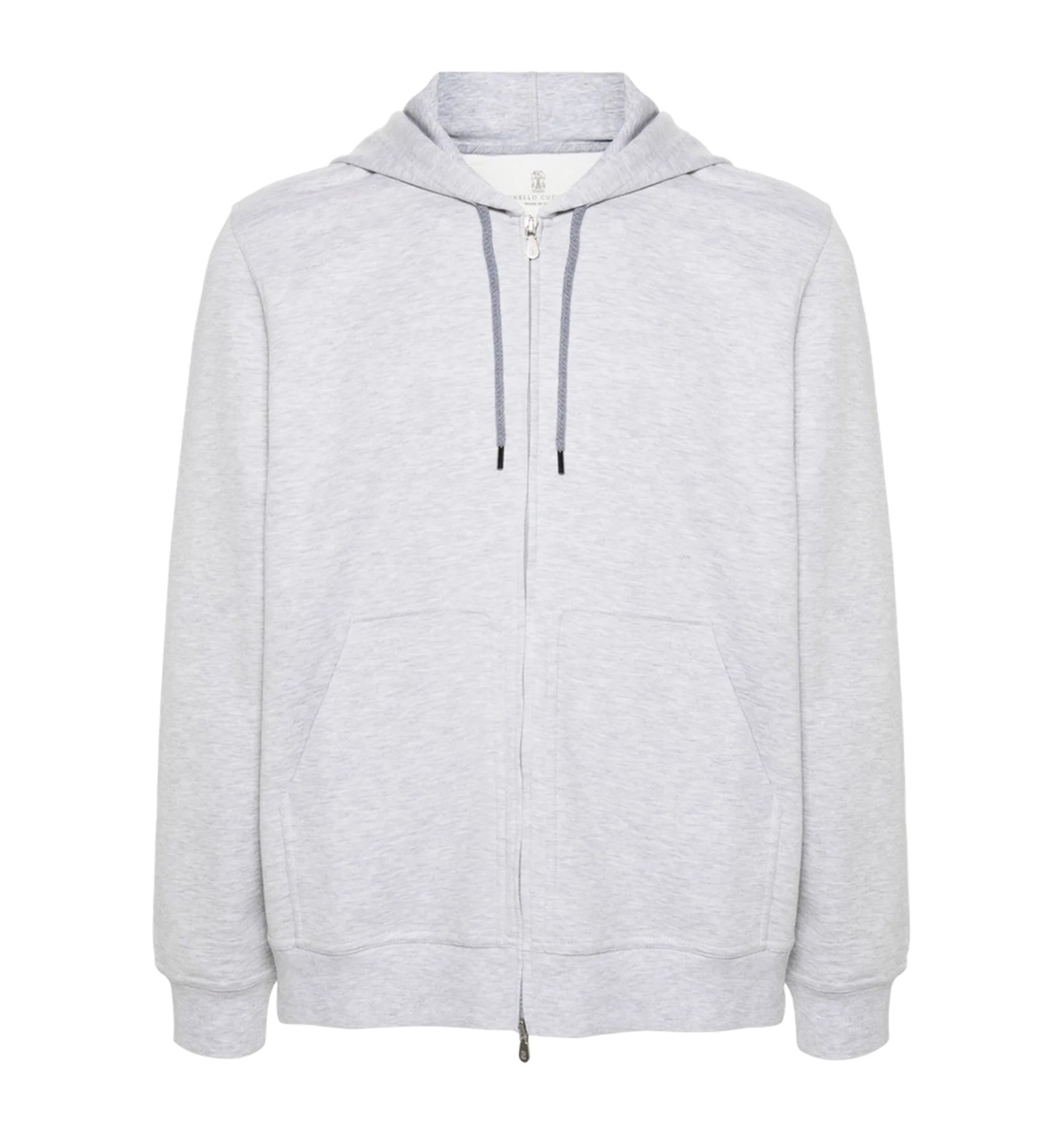 Cotton, cashmere and silk French terry double cloth hooded sweatshirt with zipper