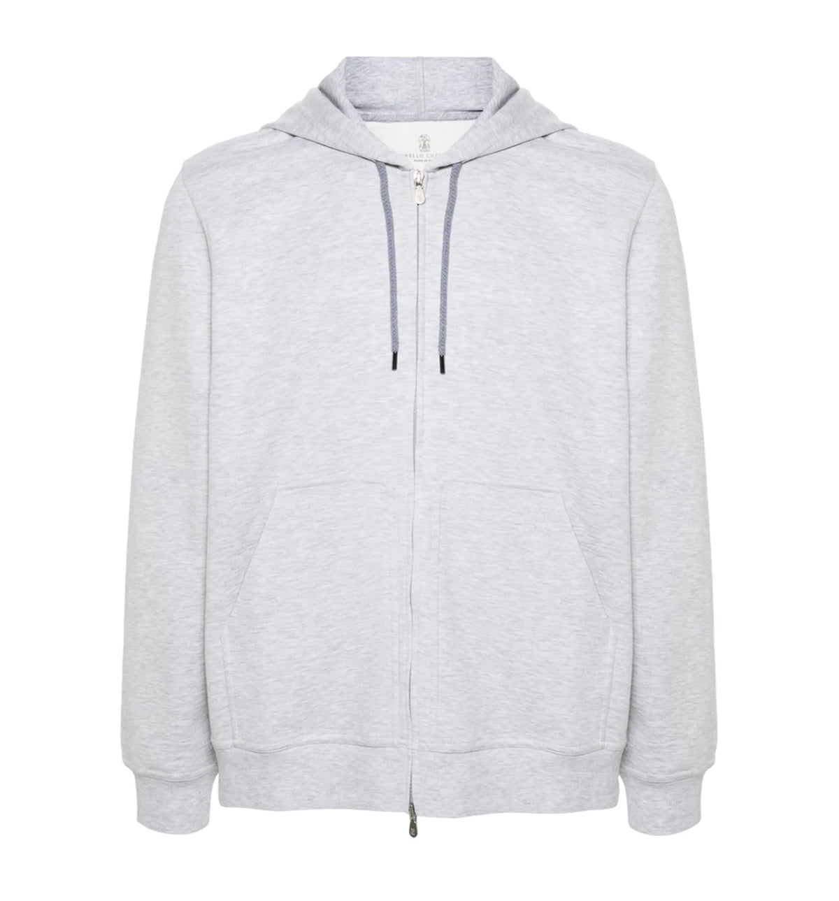 Cotton, cashmere and silk French terry double cloth hooded sweatshirt with zipper