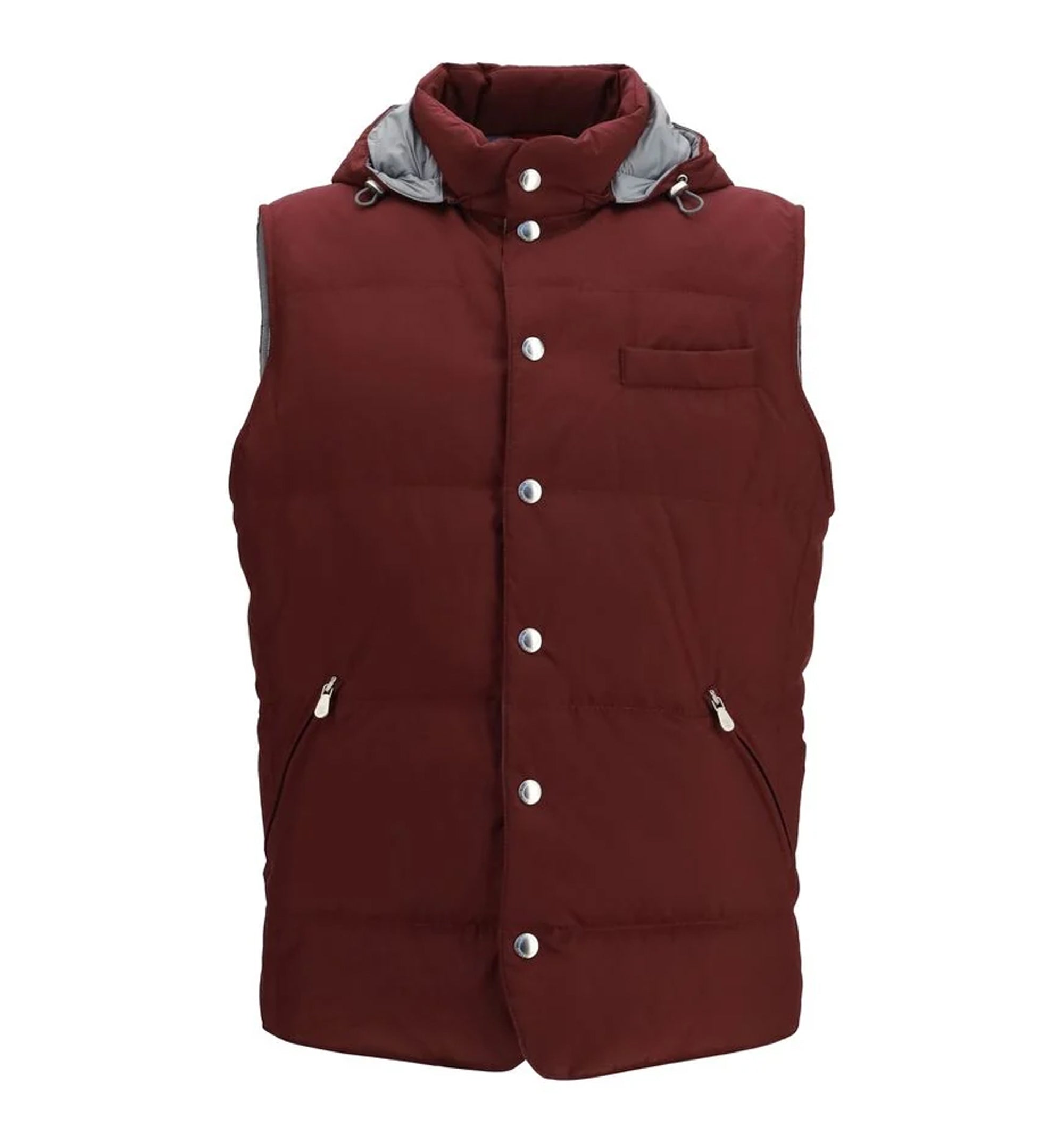 Sleeveless Hooded Gilet Burgundy
