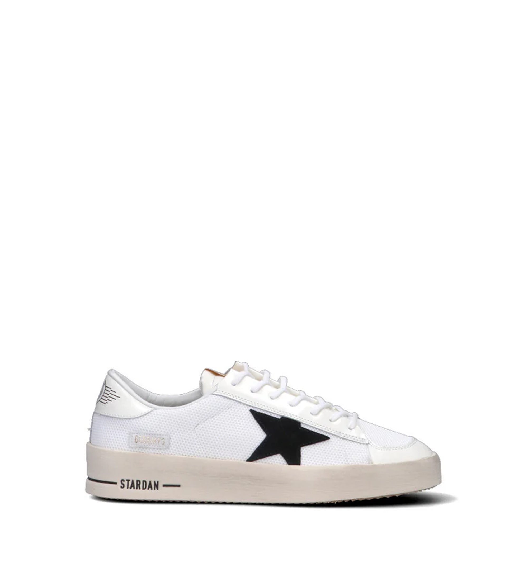 Stardan in White Mesh with Black Suede Star