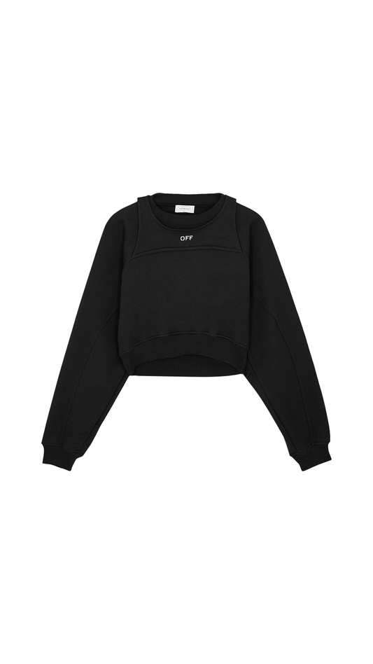 Off Stamp Cropped Sweatshirt - Black