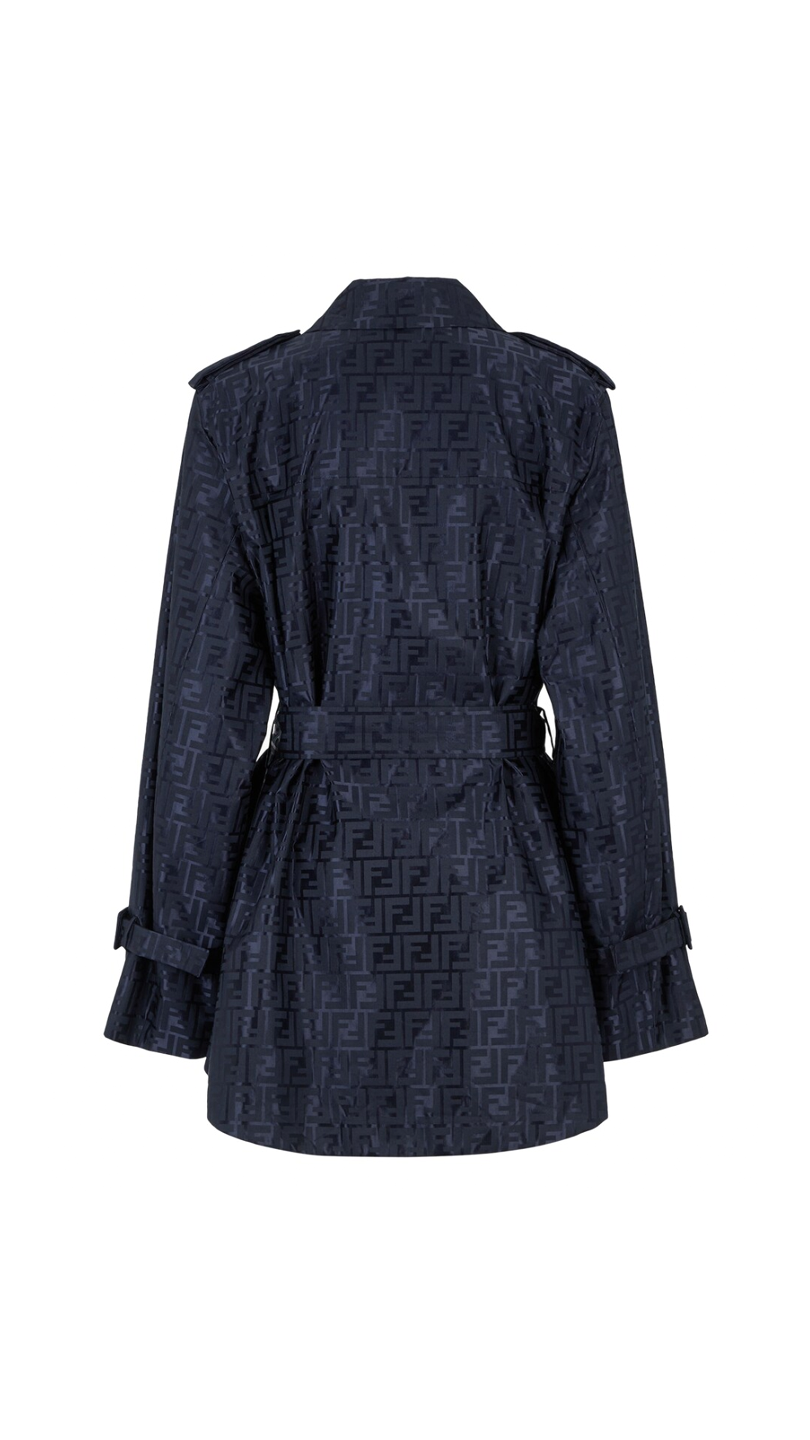 FF Jacquard Trench Overcoat - Blue