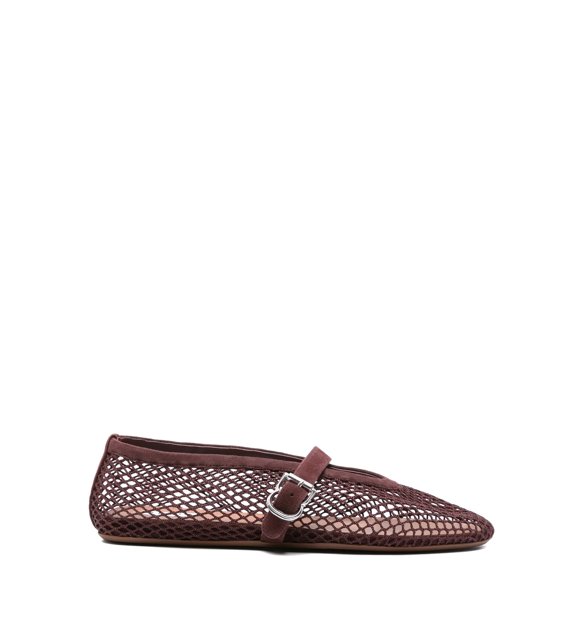 Ballet Flats In Fishnet And Suede Goatskin