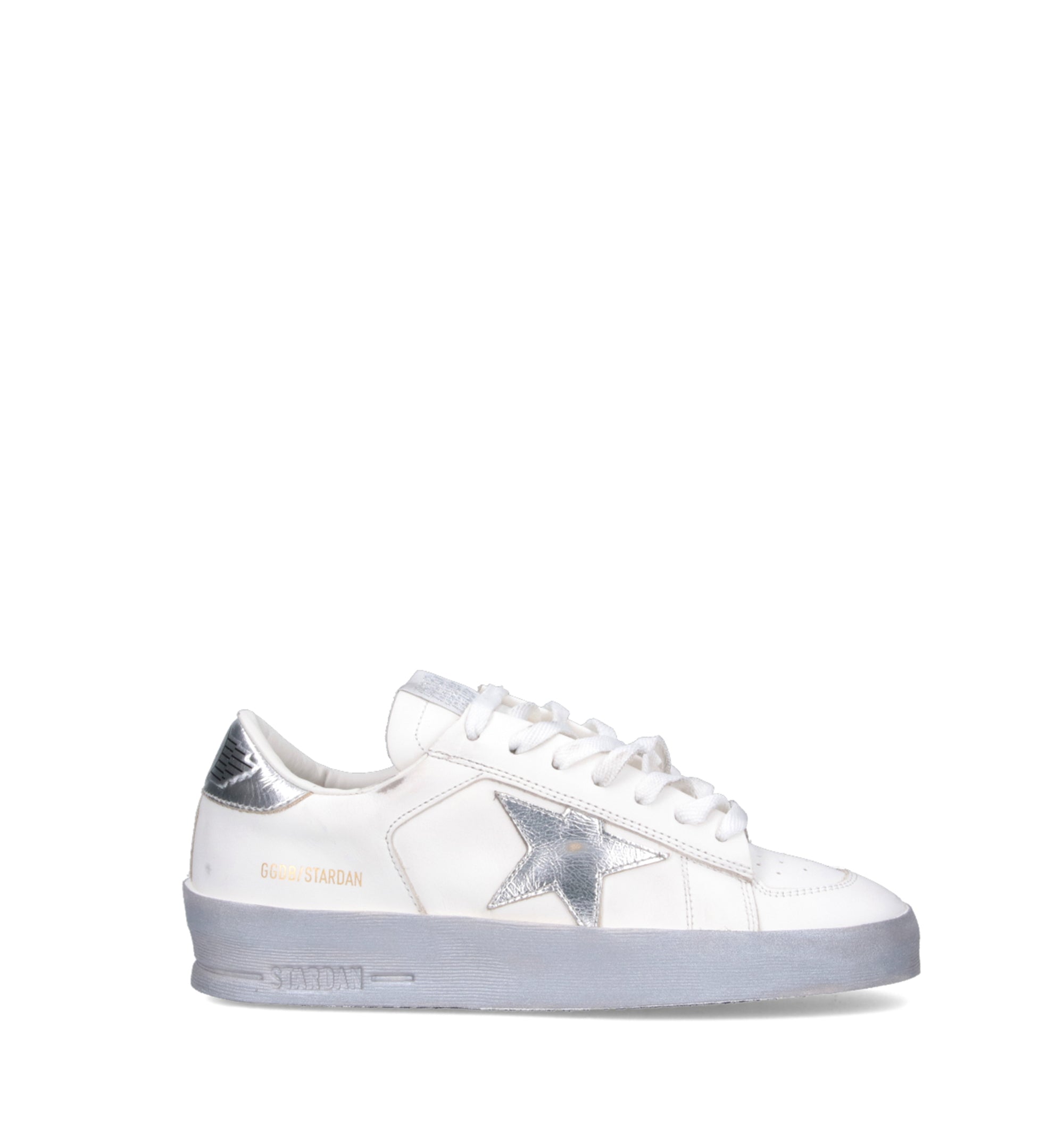 Stardan Sneakers With Silver Metallic Leather Star And Heel Tab