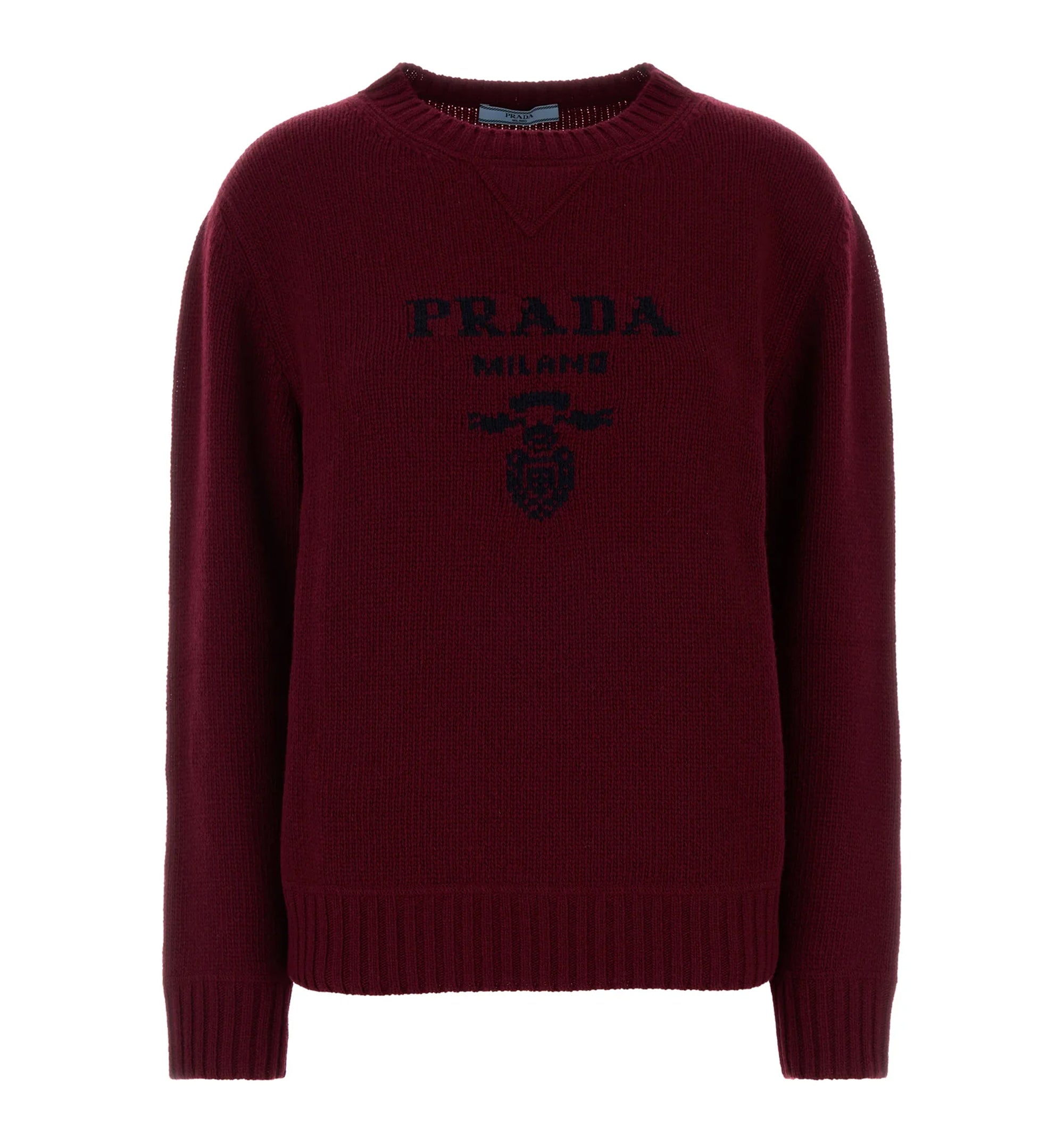 Cashmere and wool Prada logo crew-neck sweater