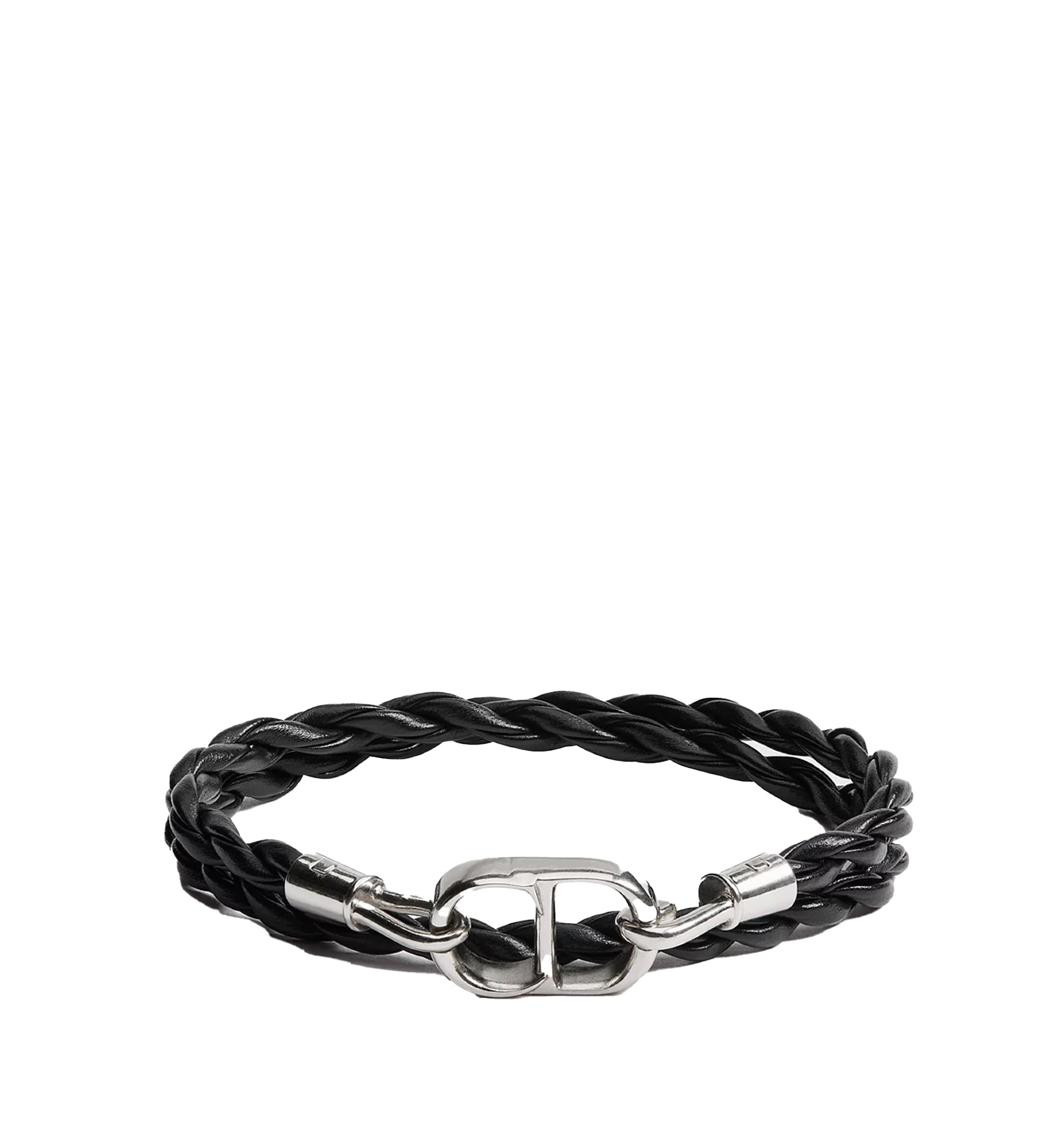 CD Icon Woven Leather Double Bracelet
