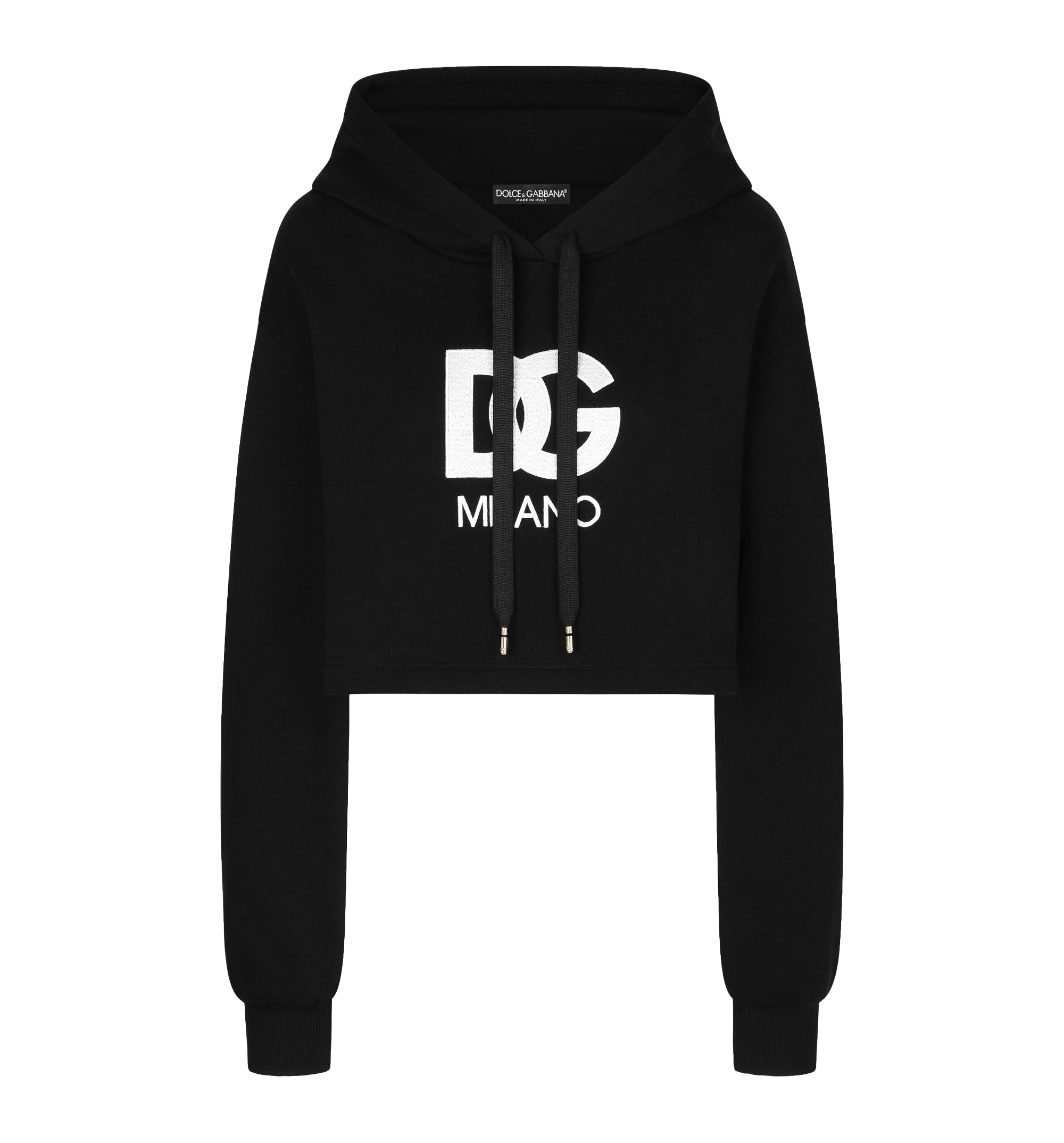 Cropped Jersey Hoodie With Embroidered DG Patch