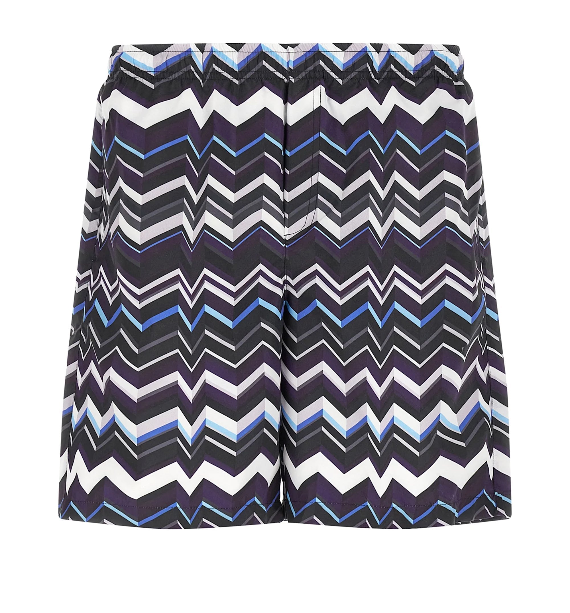 Long Swim Shorts With Irregular Zigzag Print