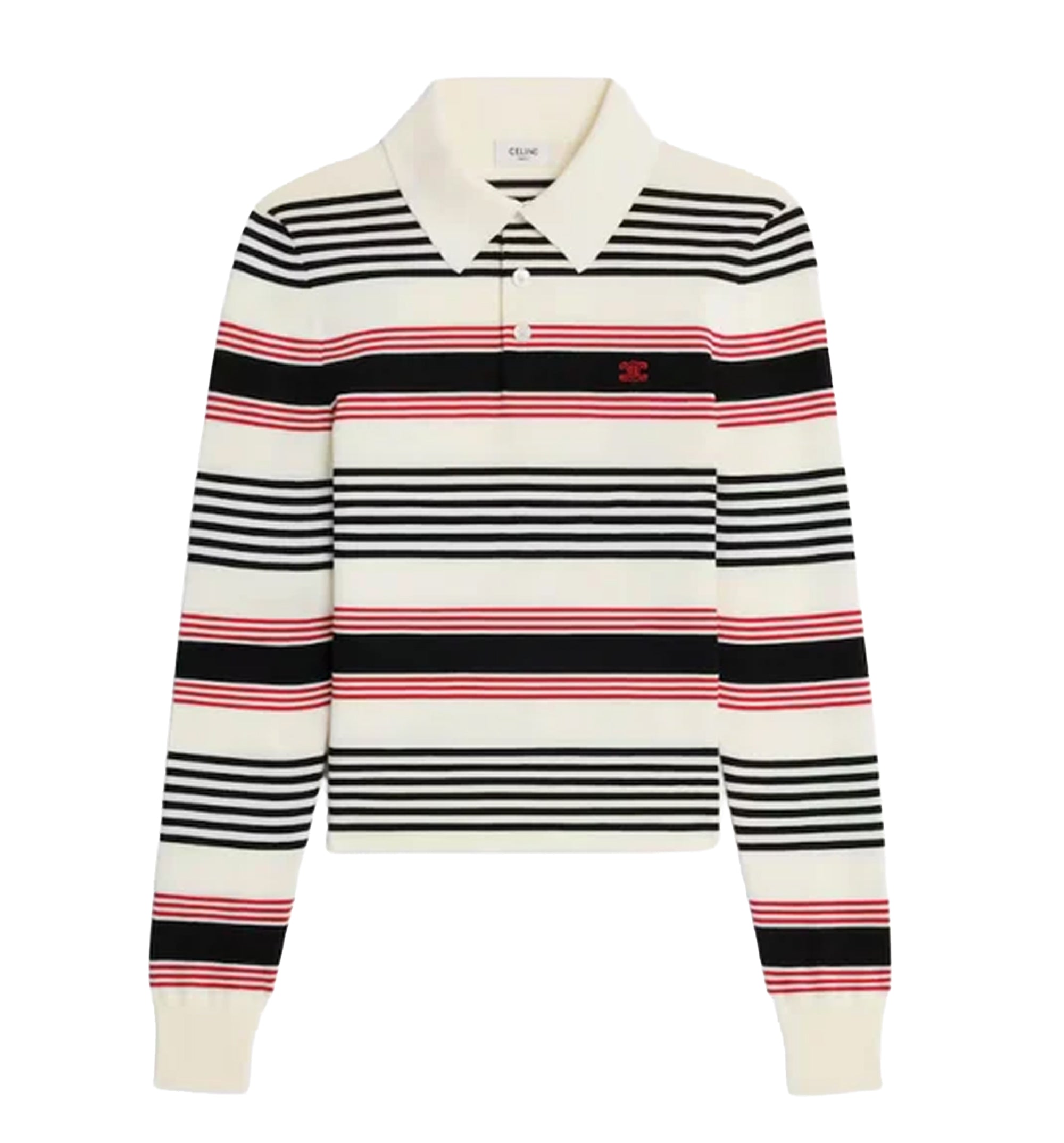 Polo Sweater in Striped Cotton