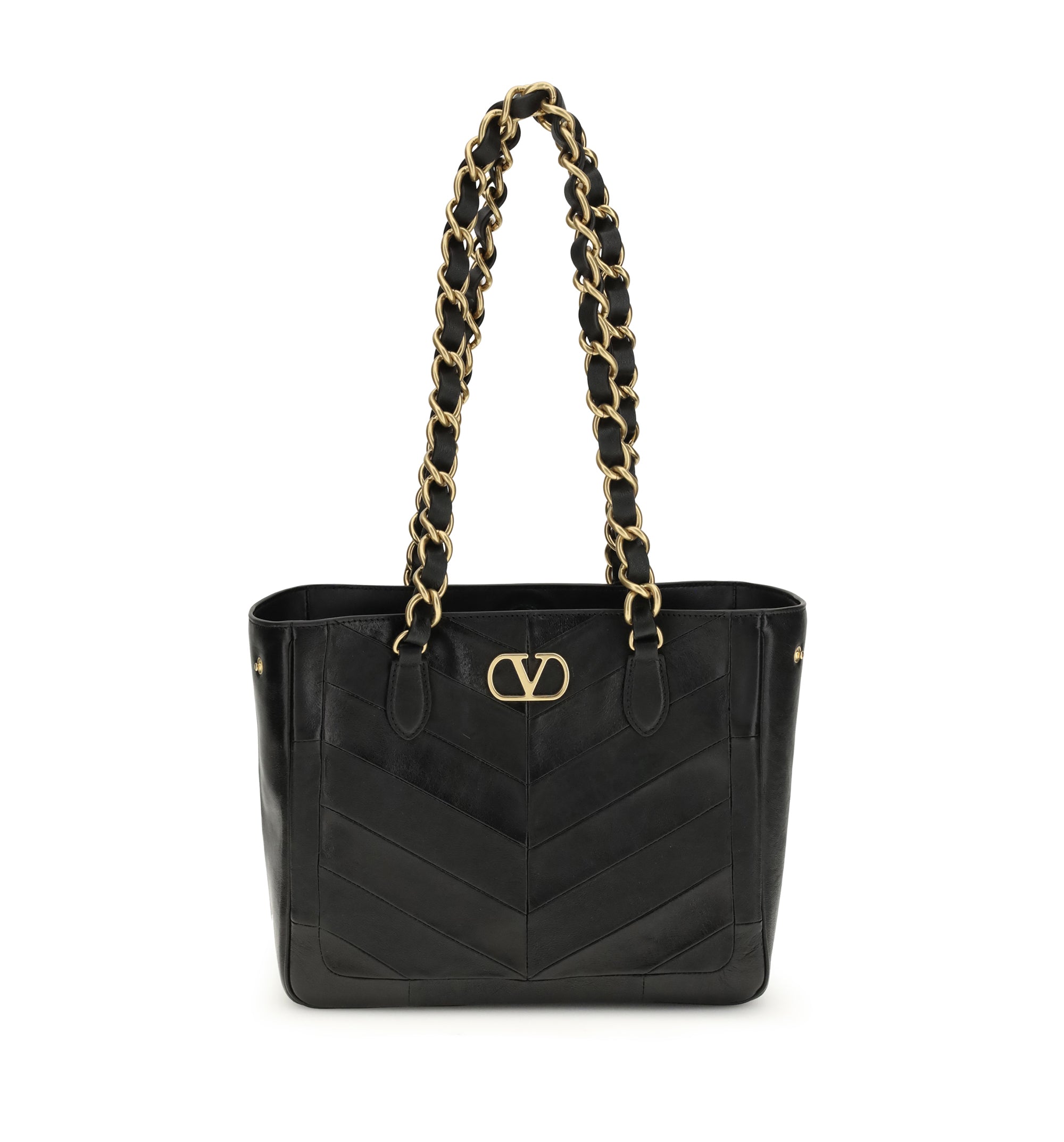 Laseine Small Shopping Bag In Chevron-Patterned Nappa Leather