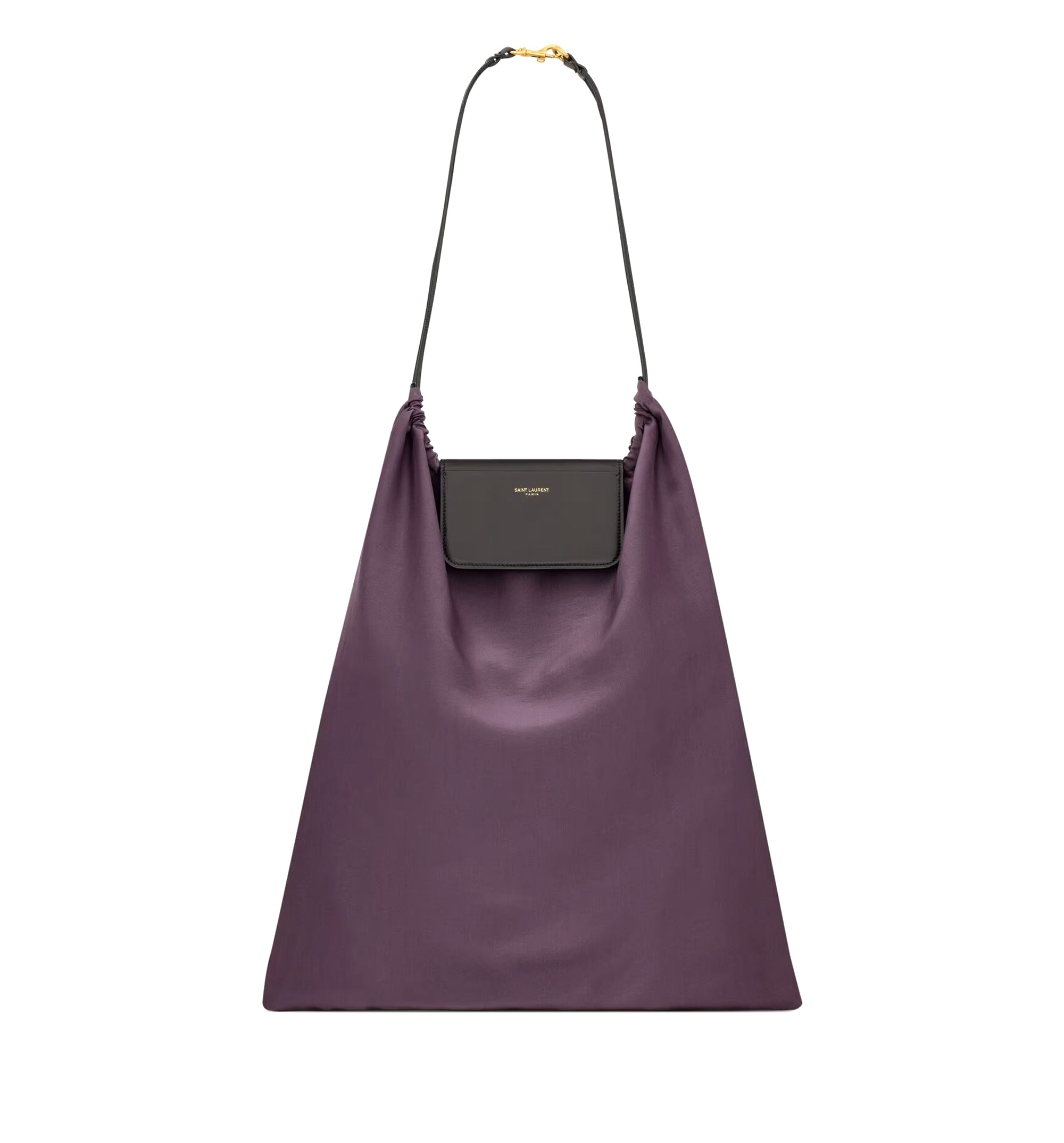 Foulard Folding Pouch In Silk Satin And Leather