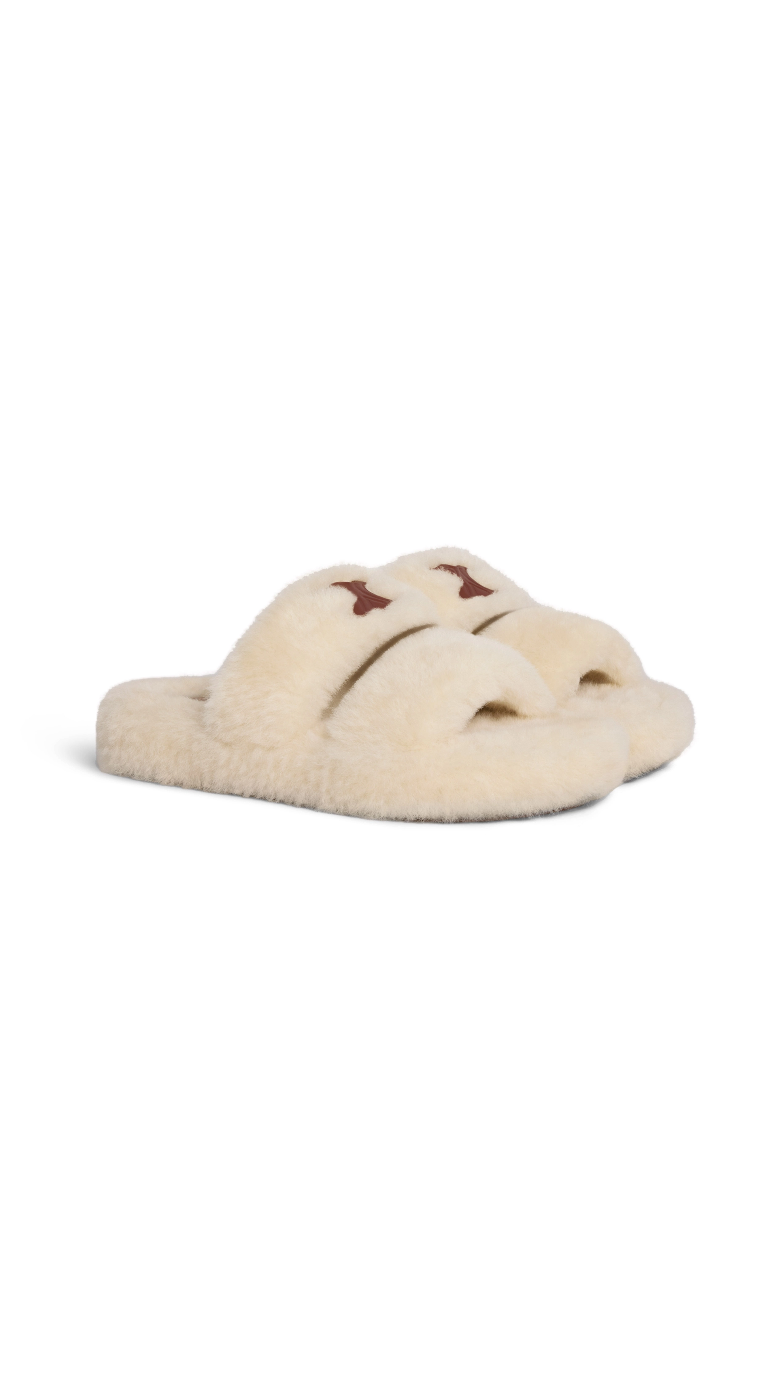 Fur Slides Triomphe in Shearling - Beige/Brown