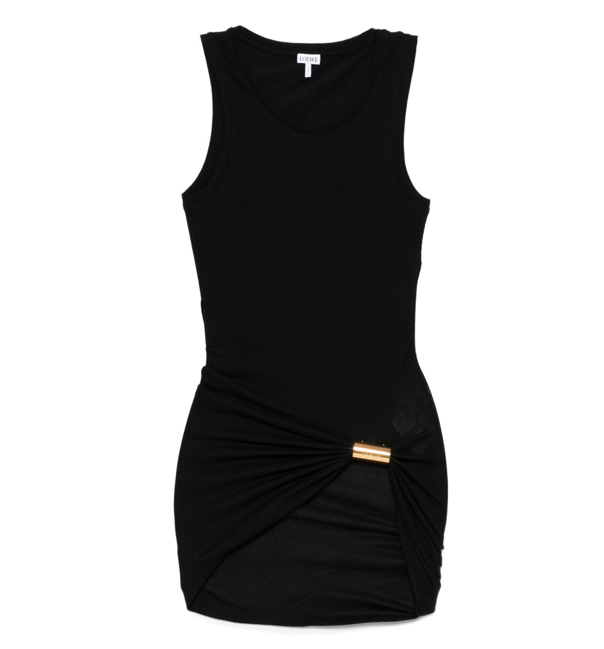 Sleeveless Mini Dress with Logo Plaque