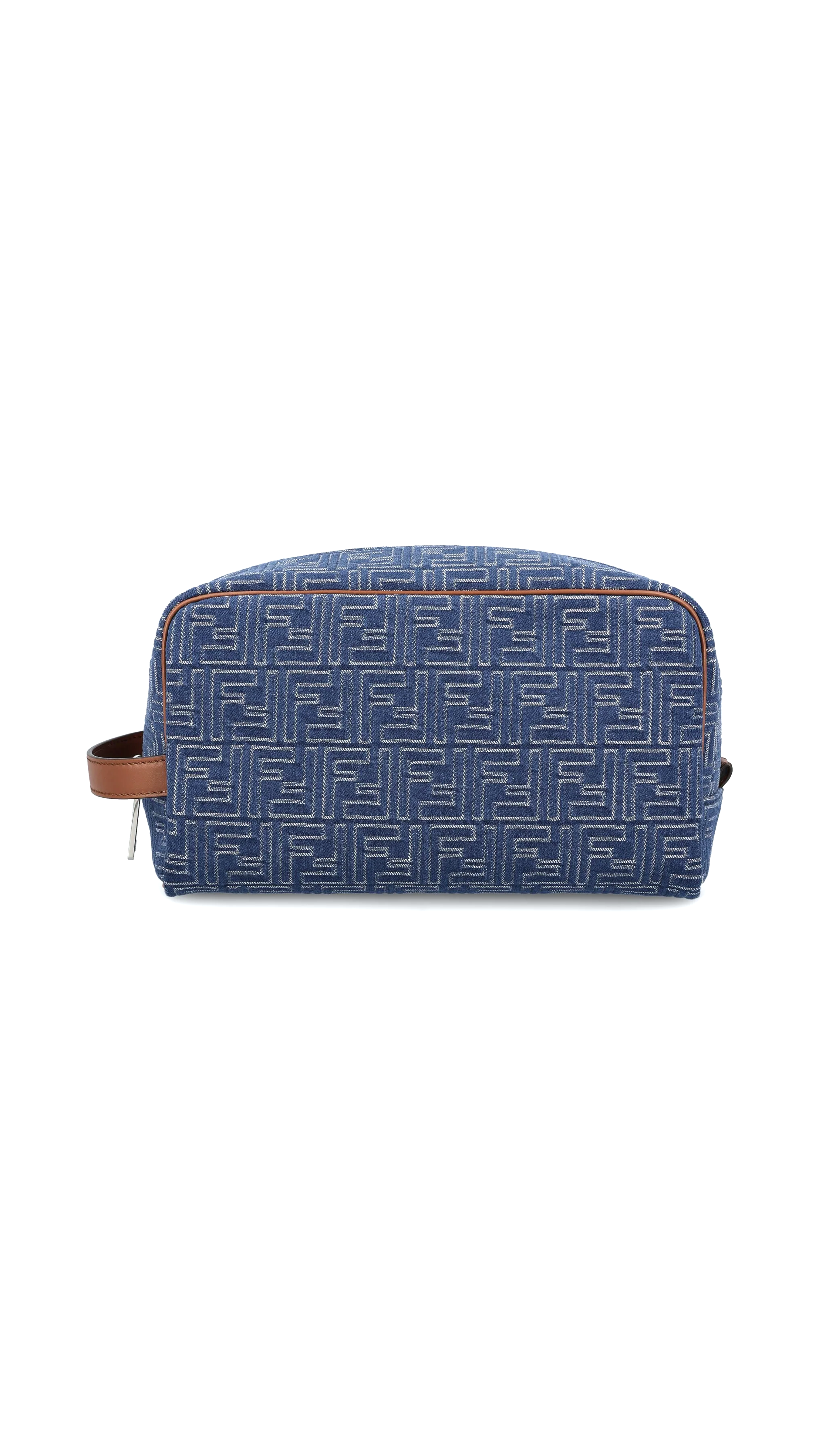 Denim-effect Ff Jacquard Toiletry Case - Blue