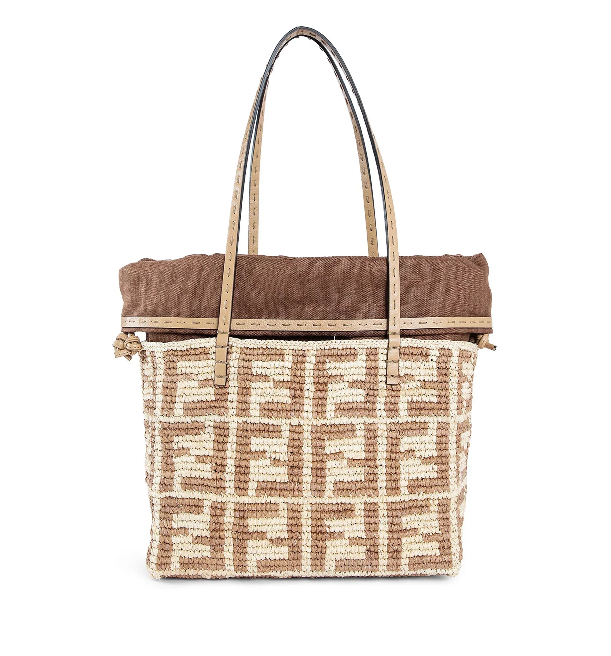 Fendi Small Roll Raffia Crochet Shopper Bag