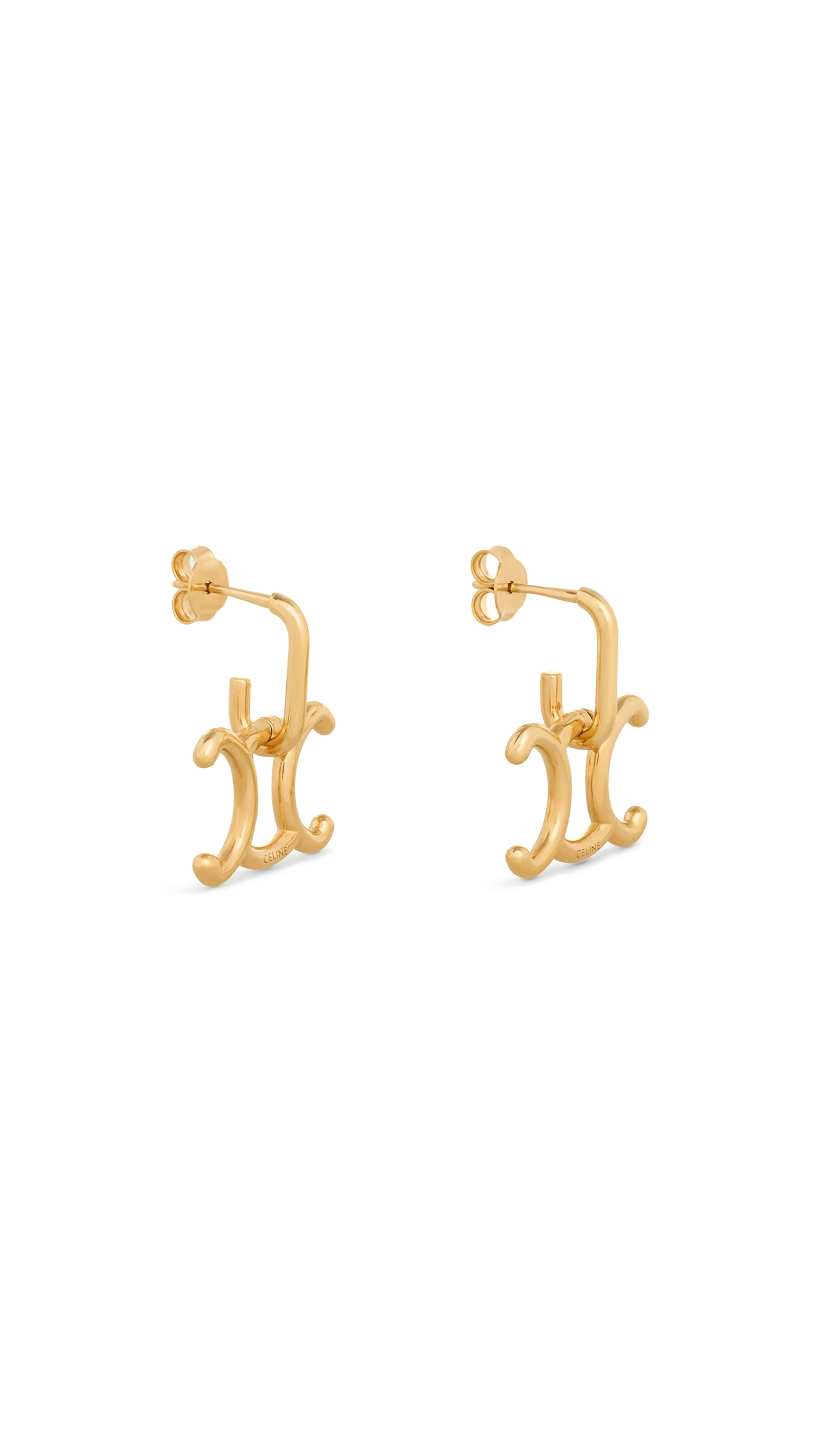 Triomphe Lock Earrings in Brass with Gold Finish - Gold