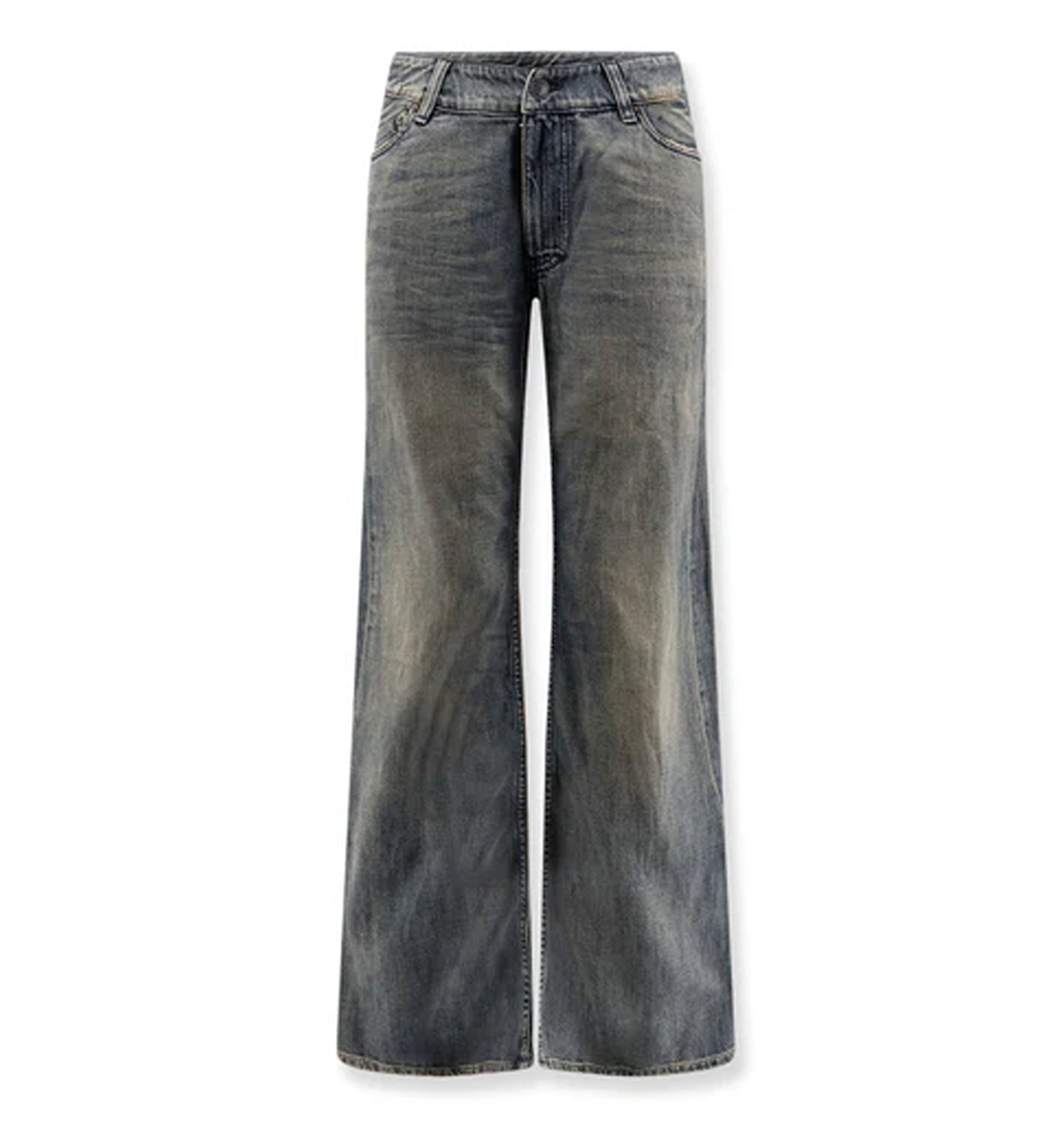 Curved-Waist Wide-Leg Jeans