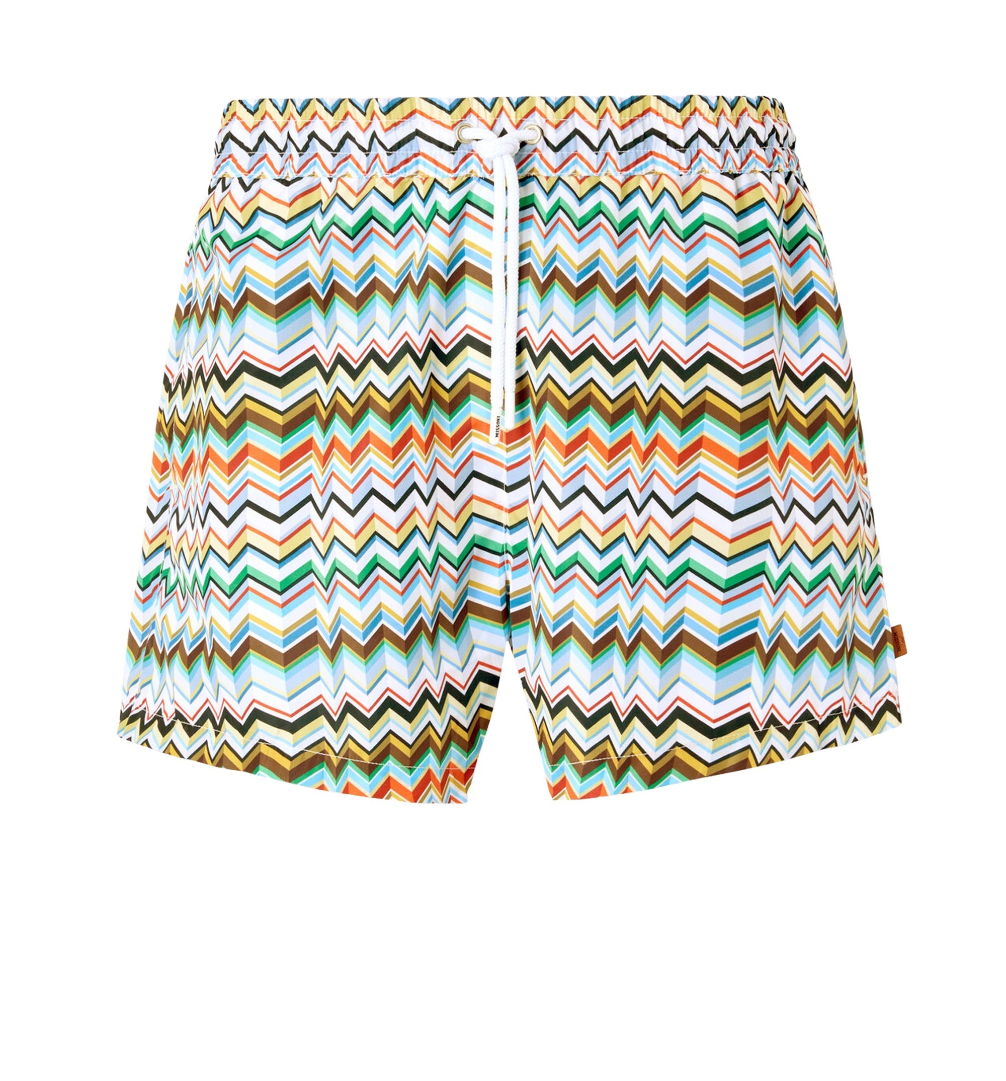 Mid-Length Swim Shorts With Irregular Zigzag Print