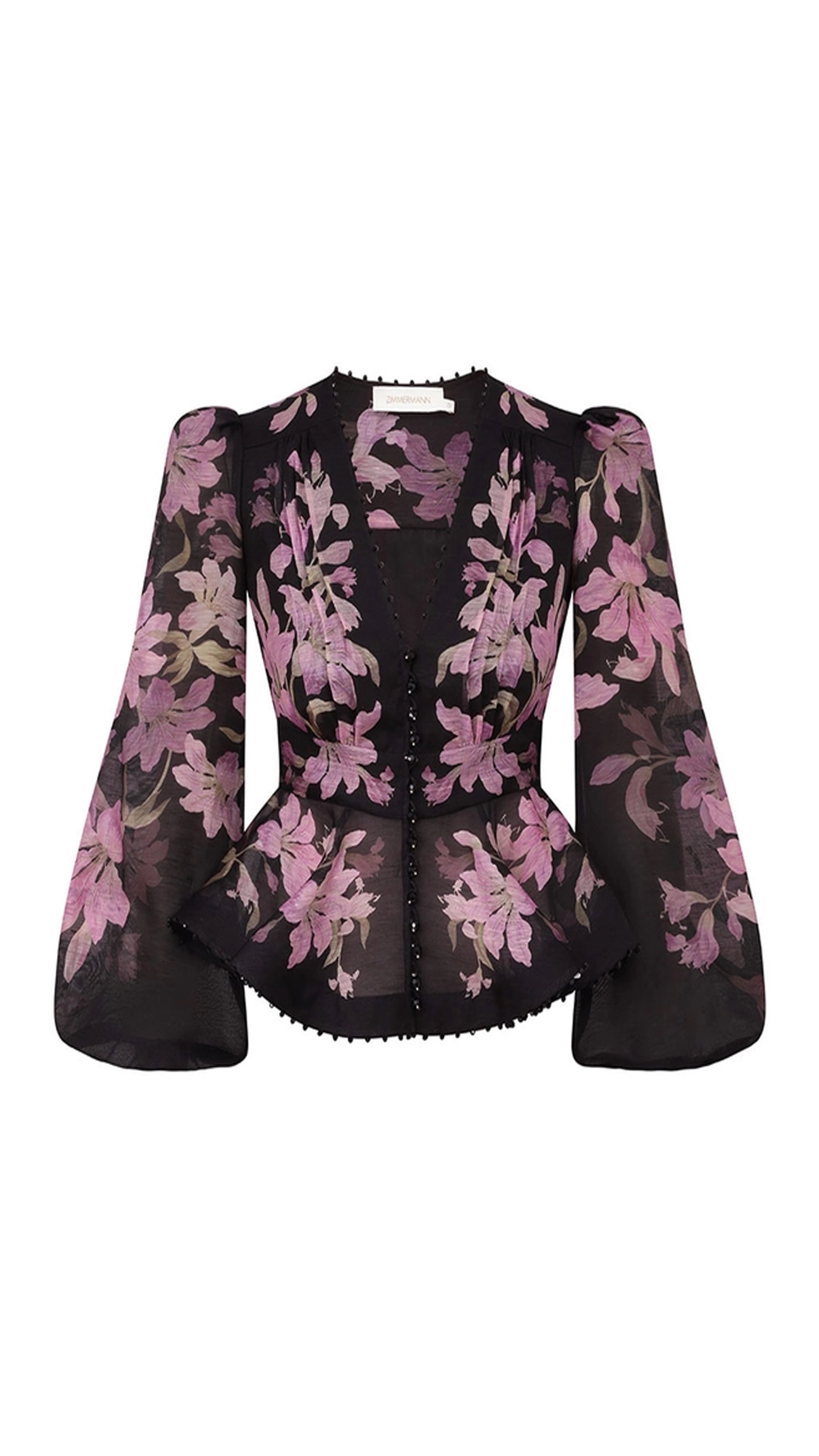 Dawning V-neck Beaded Blouse - Black Lily