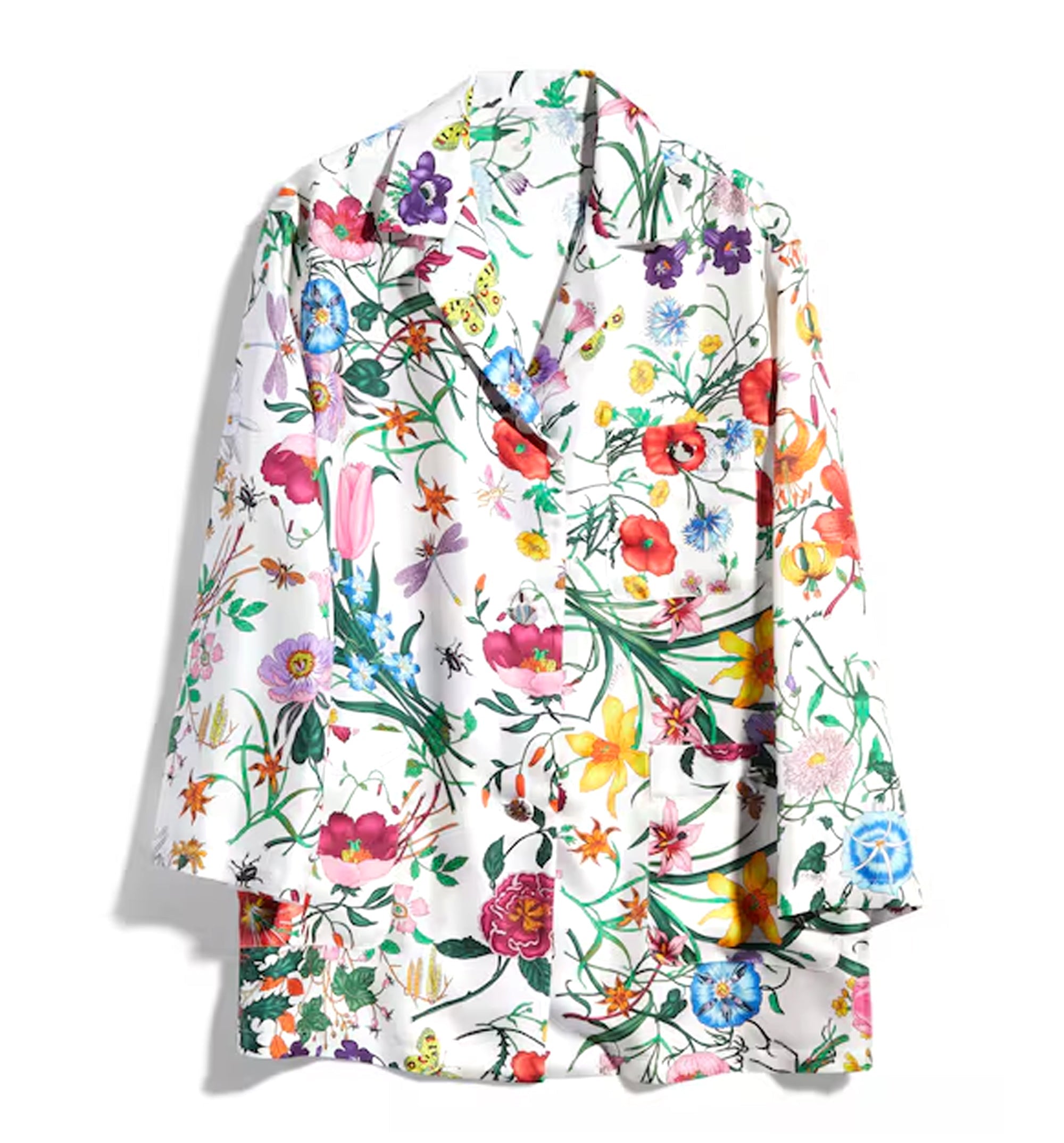 Printed silk twill shirt