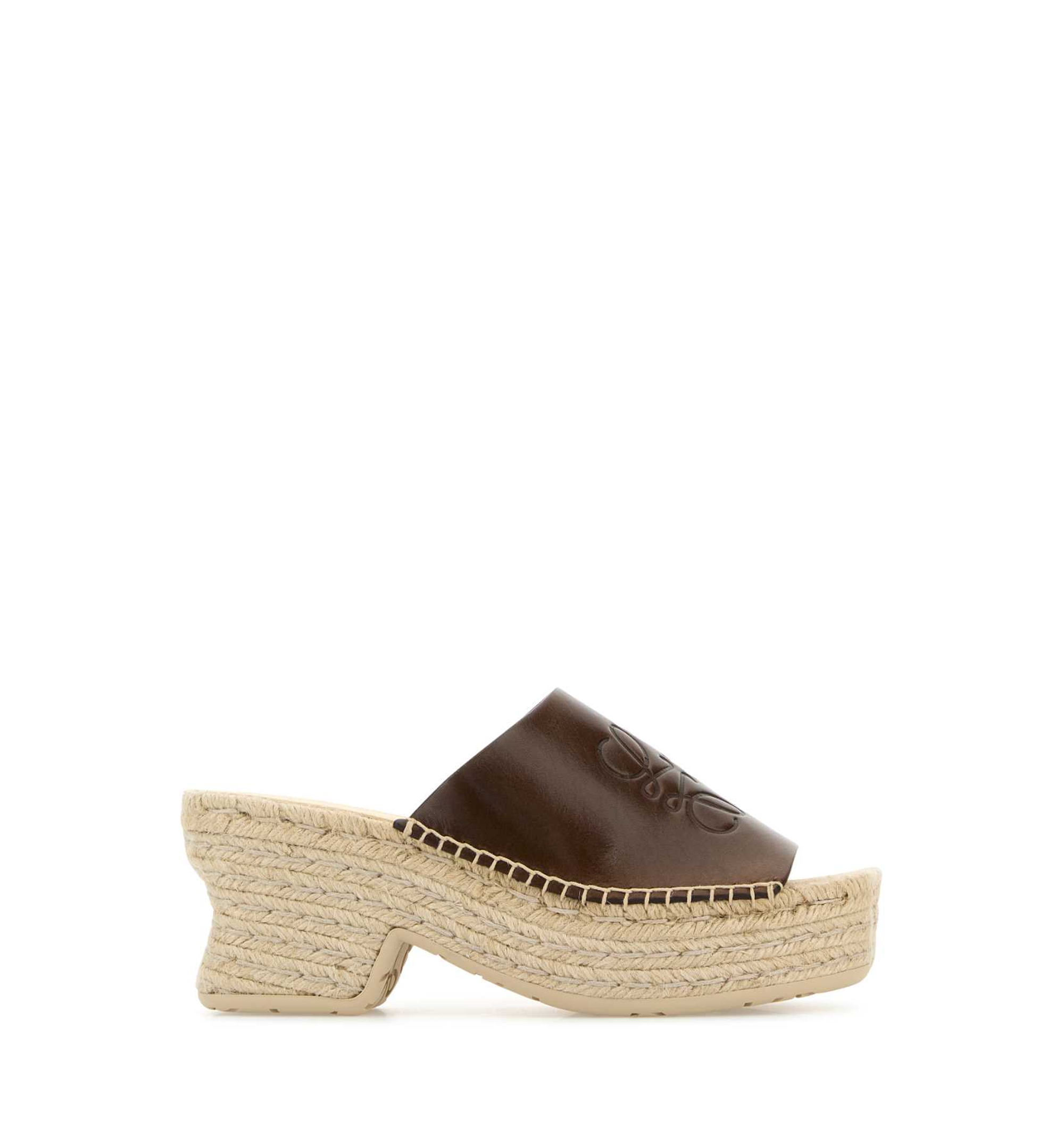Petal Espadrille Platform Slide in Vegetable-tanned Calfskin