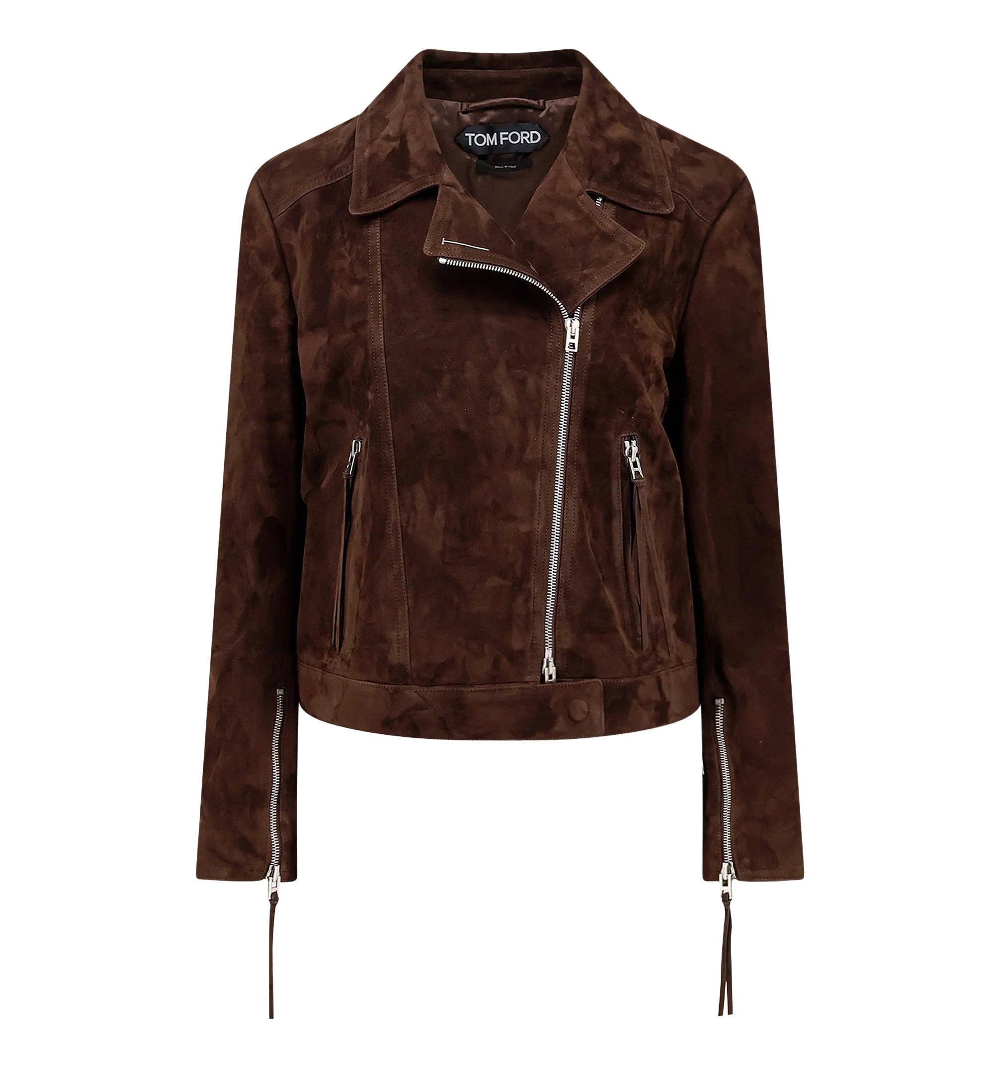 Suede Biker Jacket With T Trim