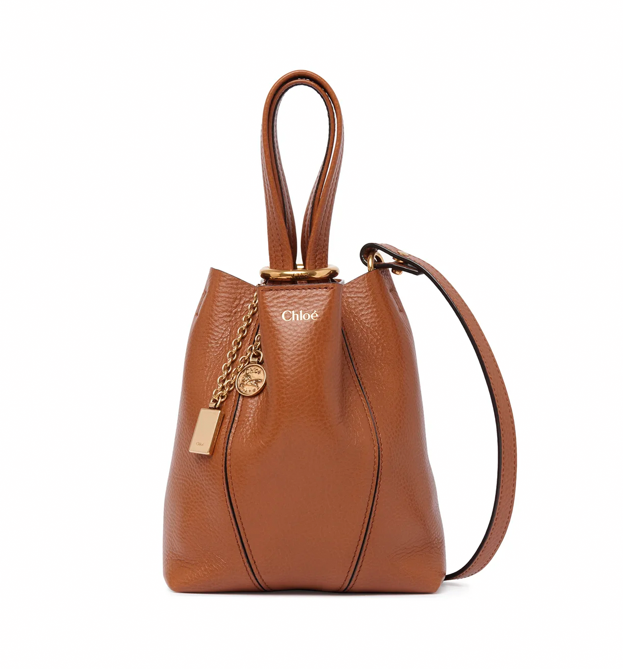 Small Chloé Spin Tote Bag in Grained Leather