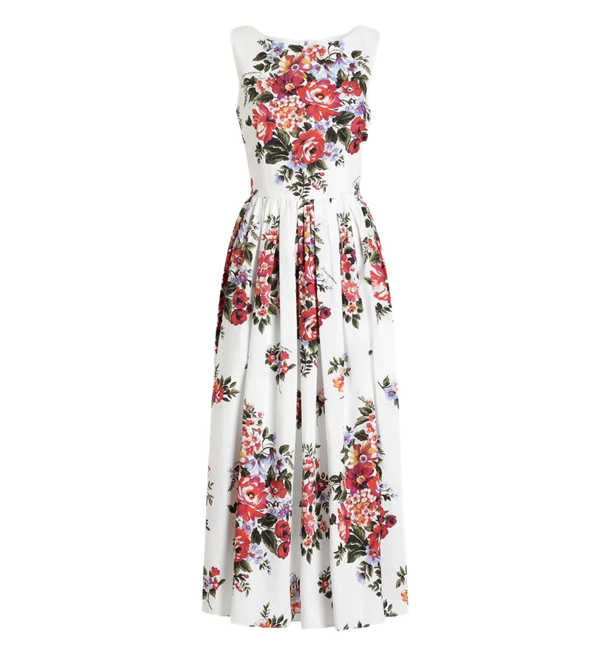 Flower Bouquet Print Cotton Dress